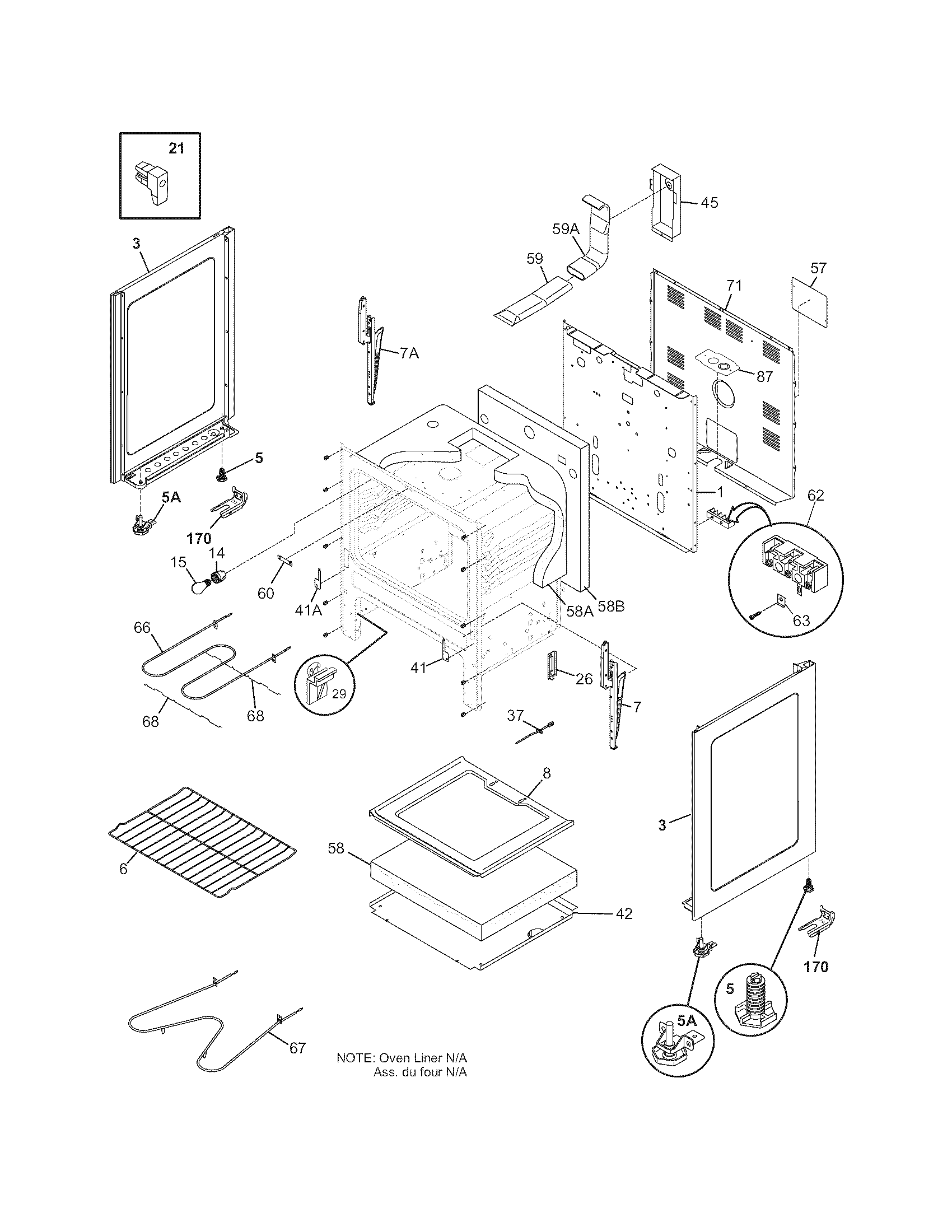 Frigidaire FEF336ESA body diagram