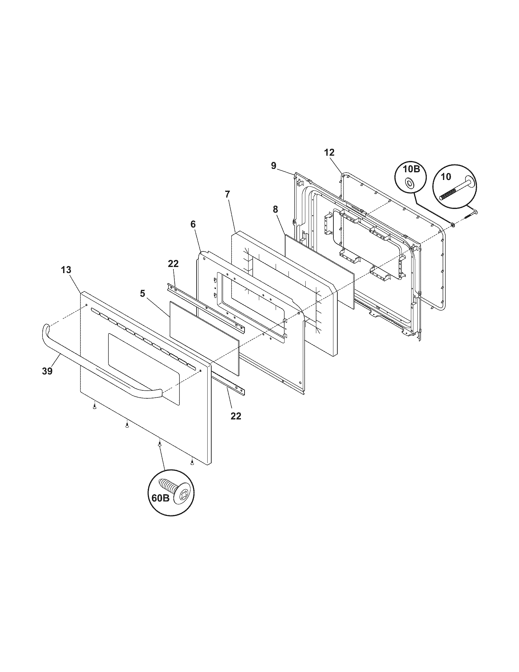 Frigidaire FEF336ESA door diagram