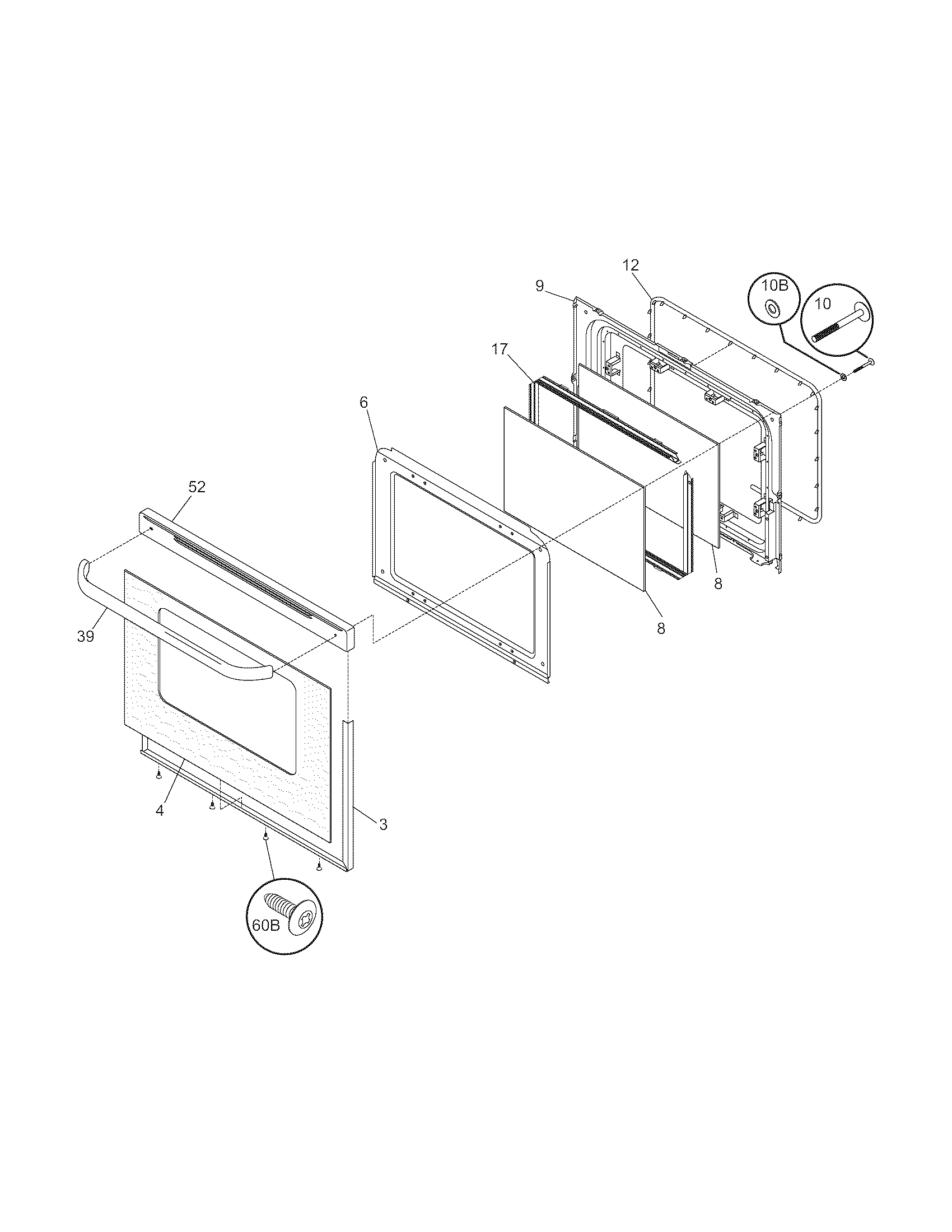 Frigidaire FGF318ECB door diagram
