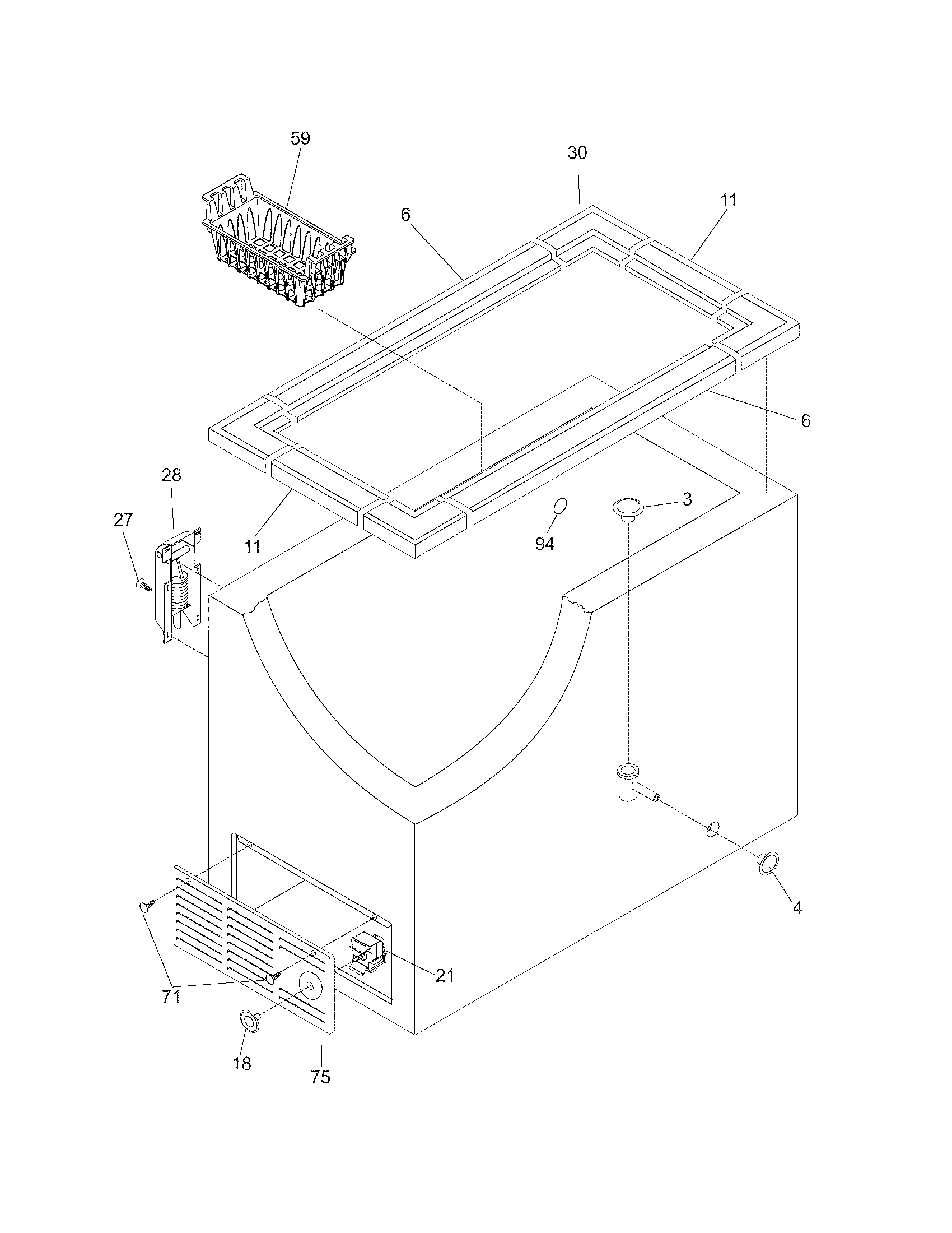 Frigidaire FFC05K1CW8 cabinet diagram