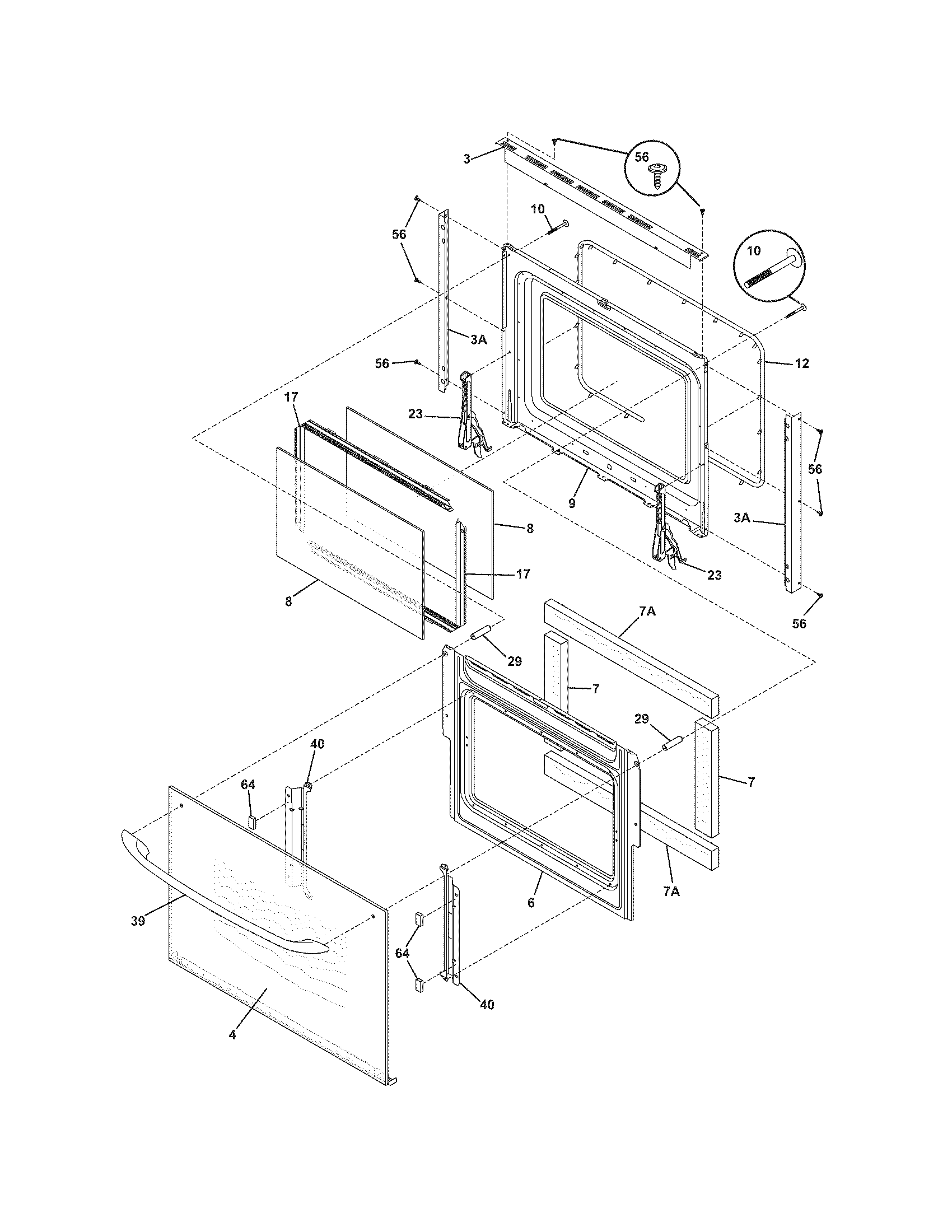 Frigidaire GLES389EQA door diagram