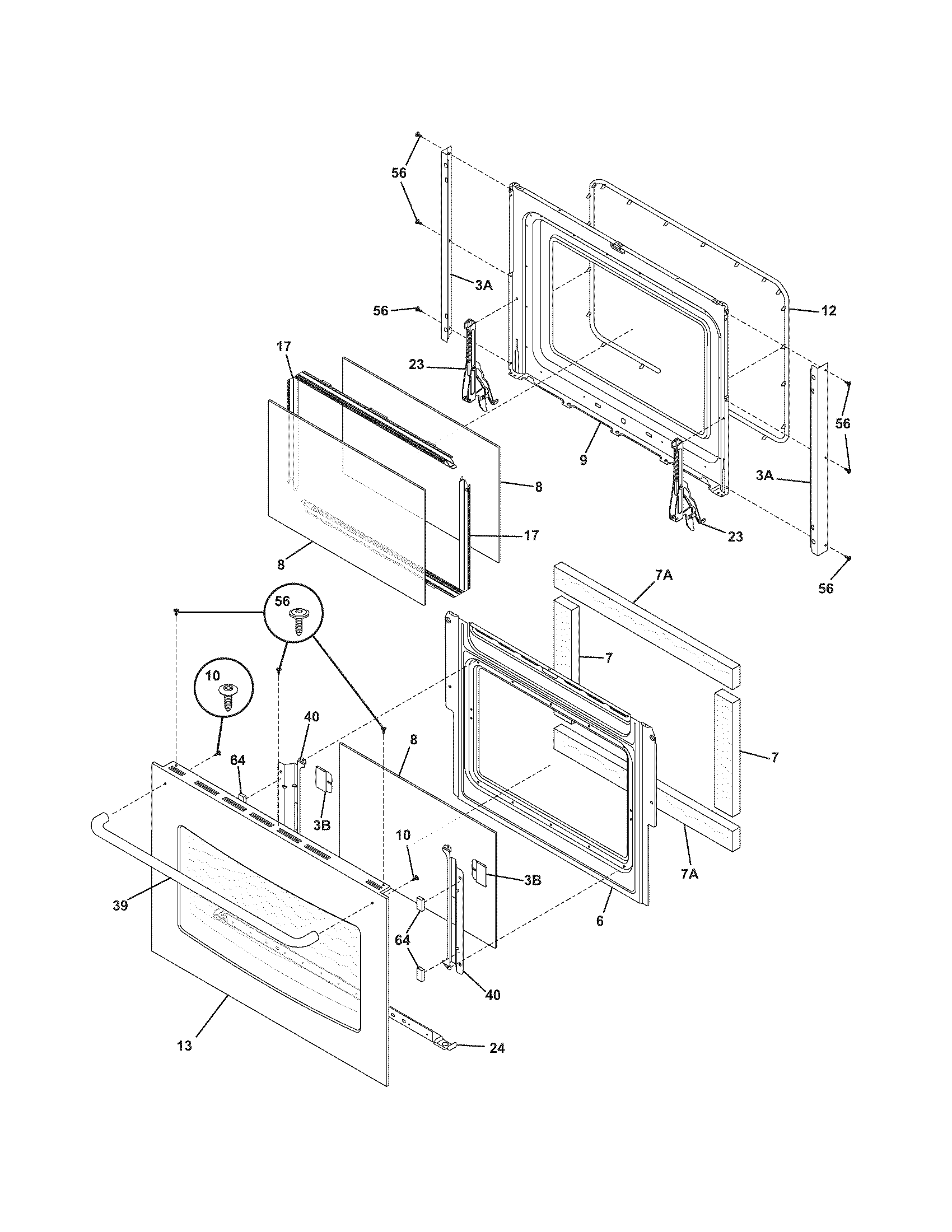 Frigidaire FES367ECB door diagram