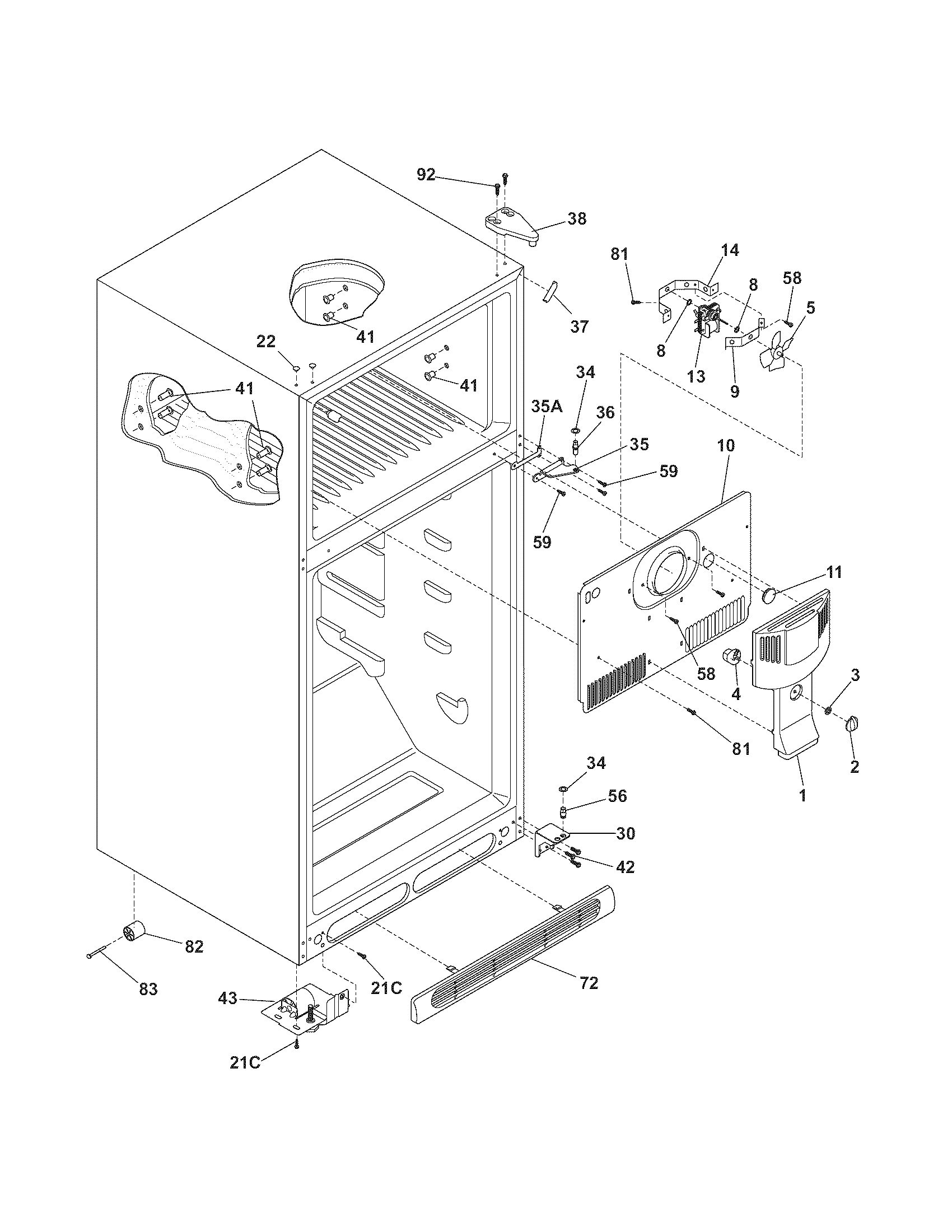Kenmore 2537481440A cabinet diagram
