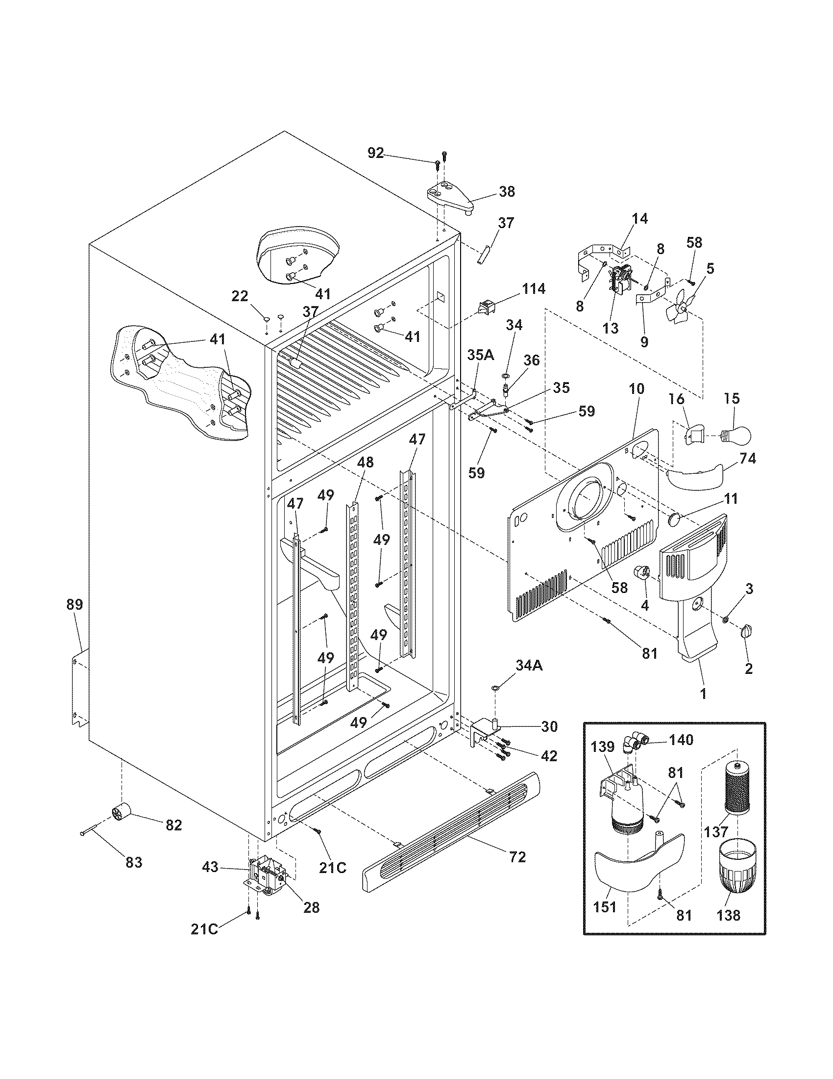 Kenmore 2537682340A cabinet diagram
