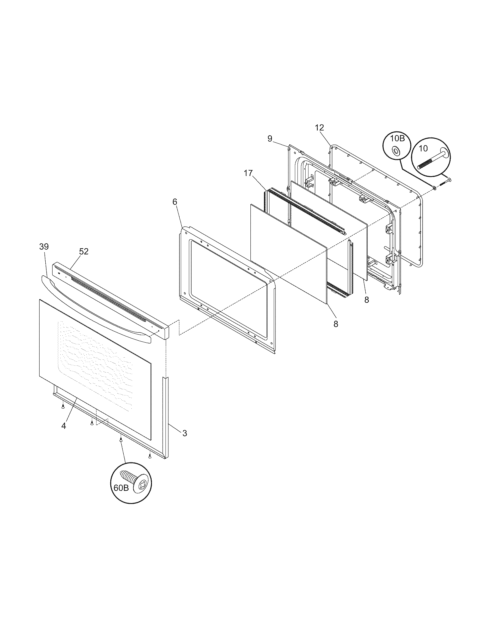 Frigidaire FEF329DQC door diagram