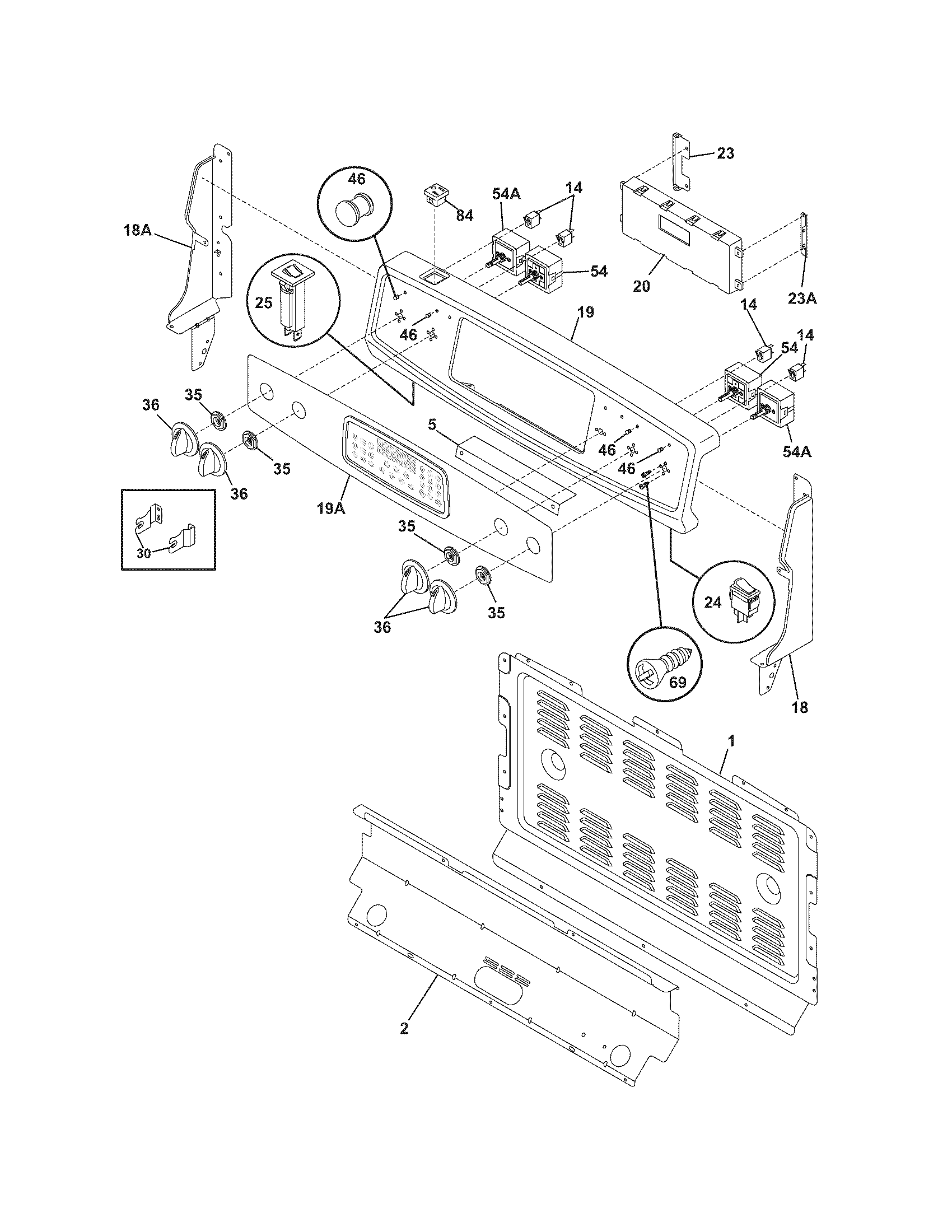 Frigidaire PGLEF384ES1 backguard diagram