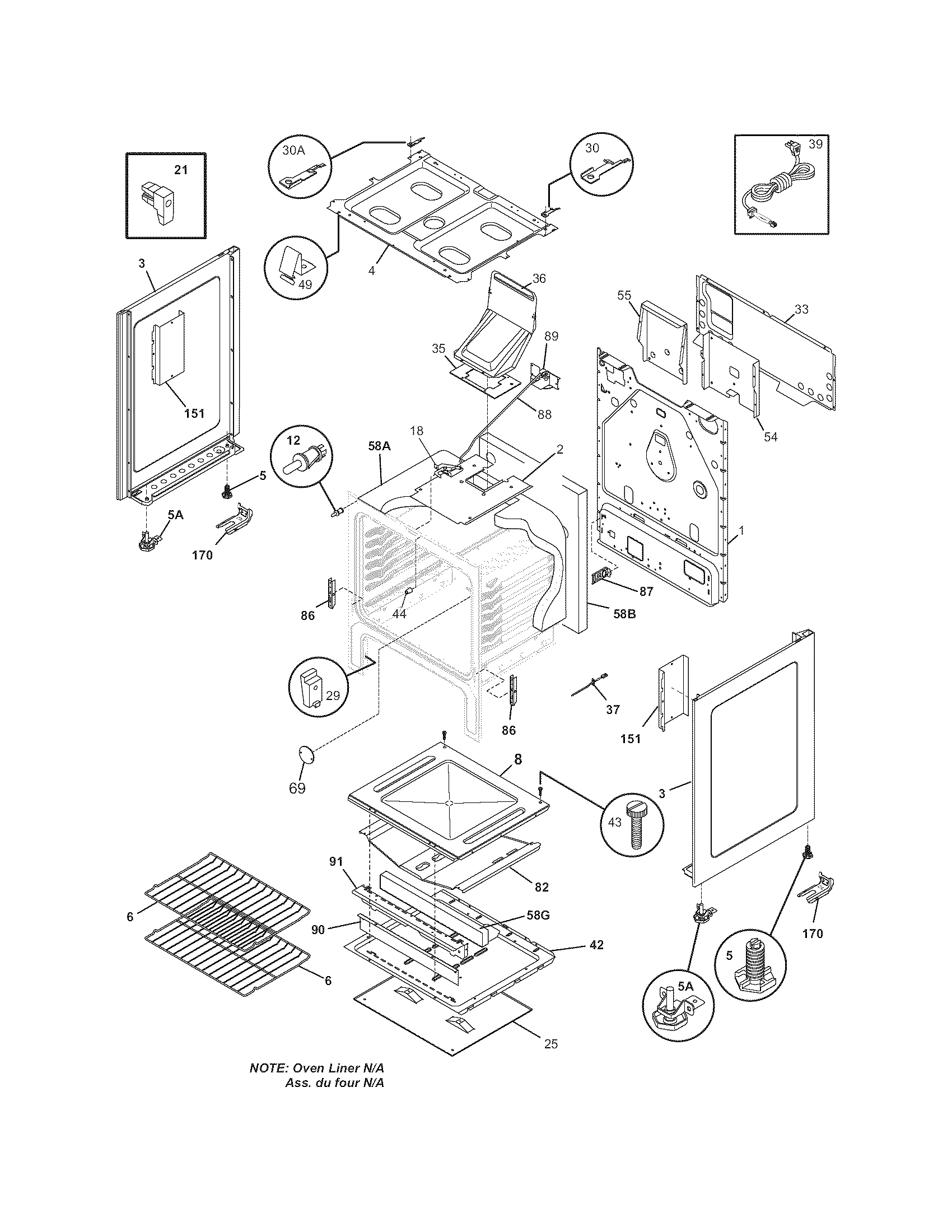 Tappan TGF350MXDSC body diagram