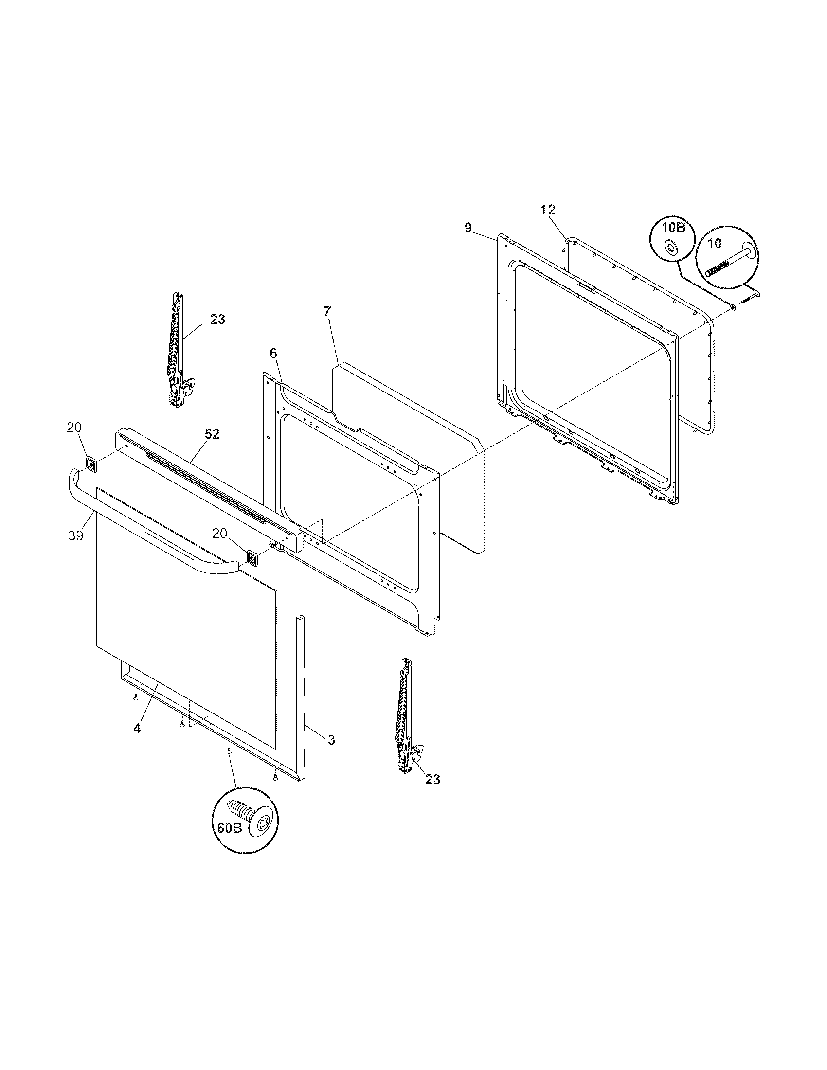Tappan TGF350MXDSC door diagram