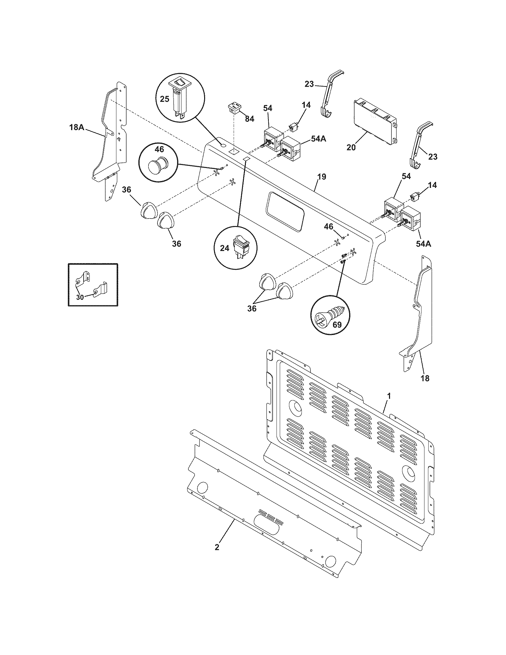 White-Westinghouse CWEF312ES1 backguard diagram