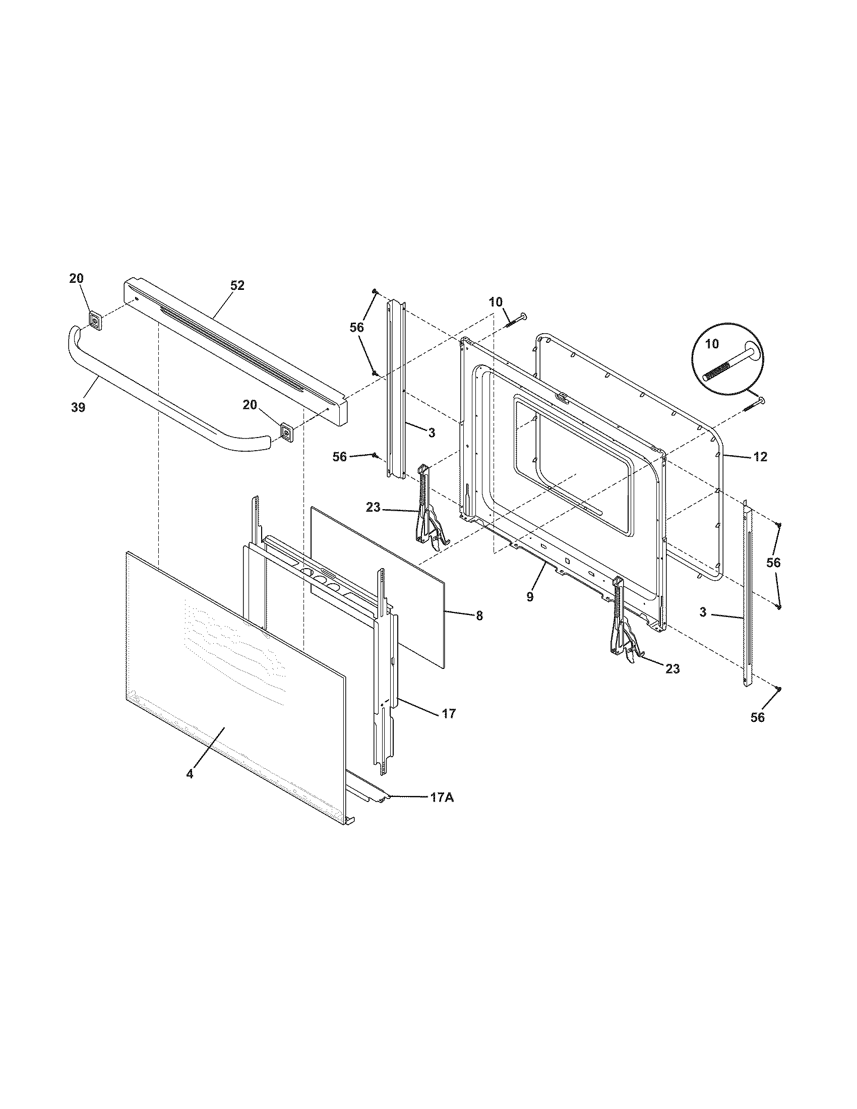 White-Westinghouse CWEF312ES1 door diagram