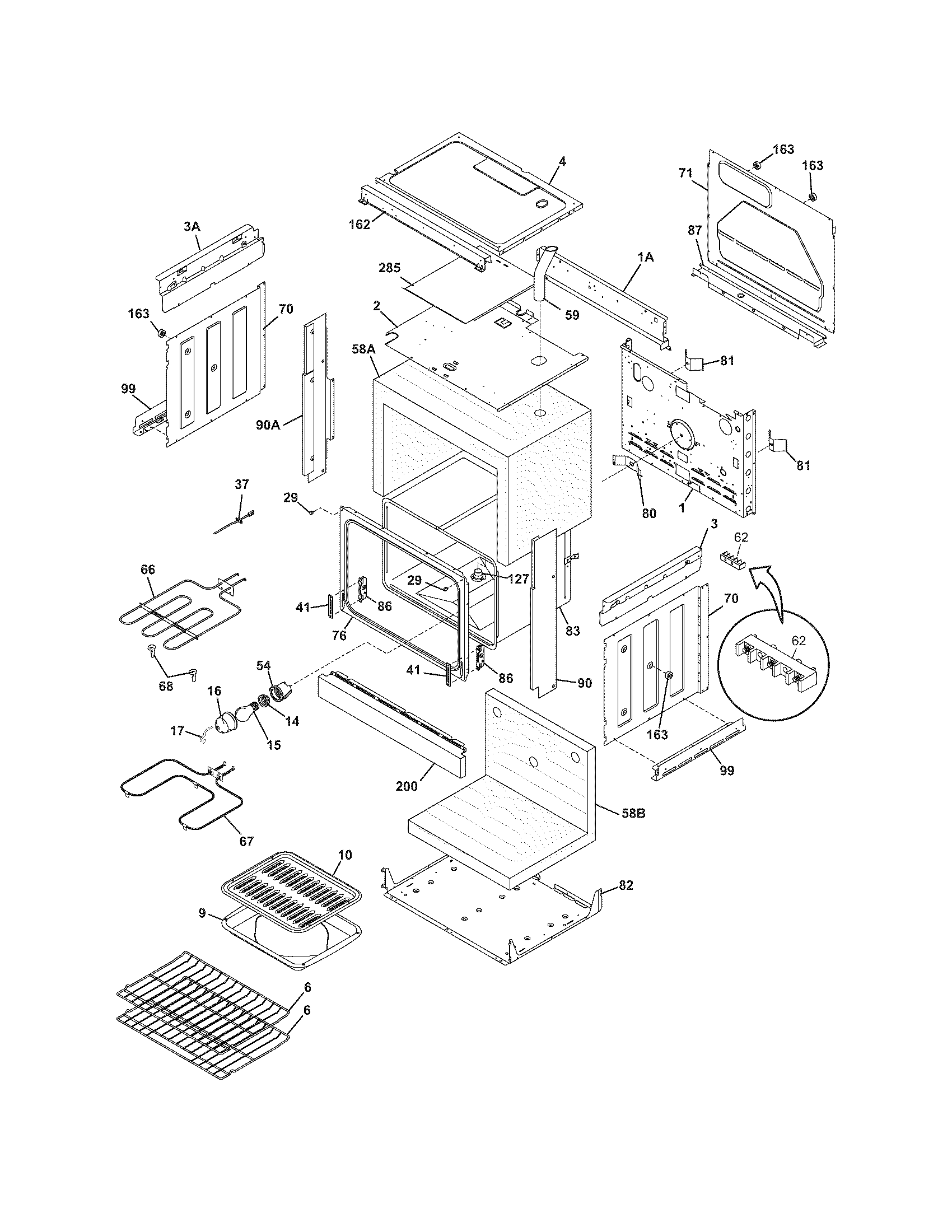 Frigidaire FED300ESA body diagram