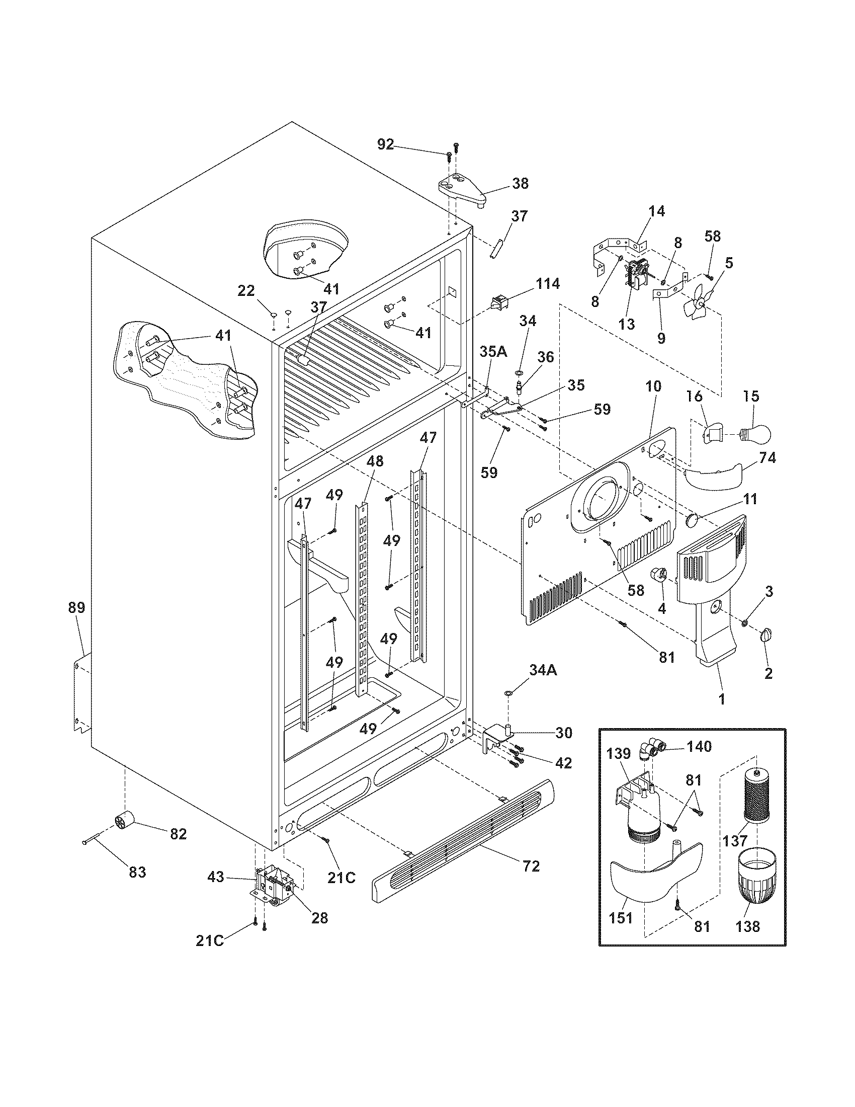 Frigidaire GLRT218WDQ9 cabinet diagram
