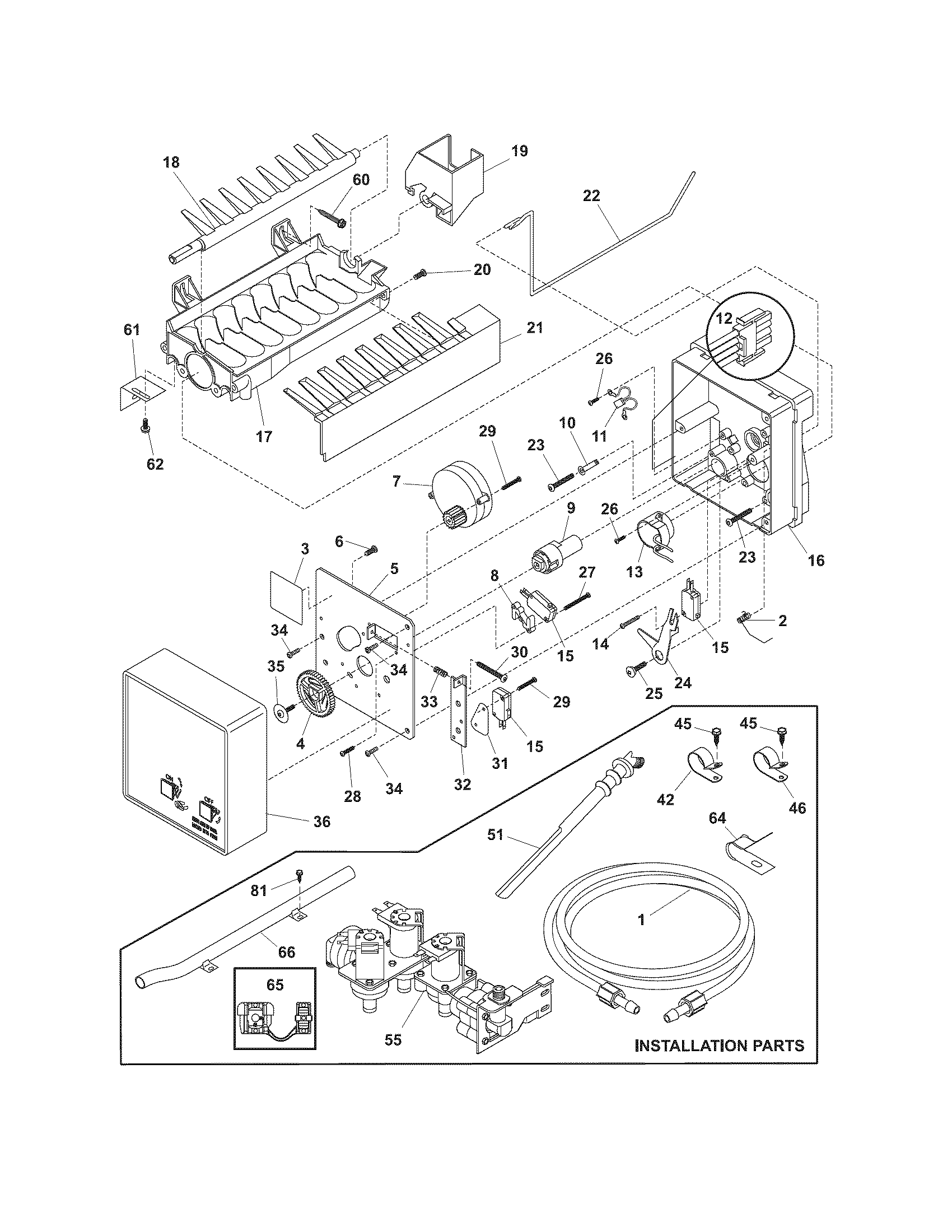 Frigidaire GLRT218WDQ9 ice maker diagram
