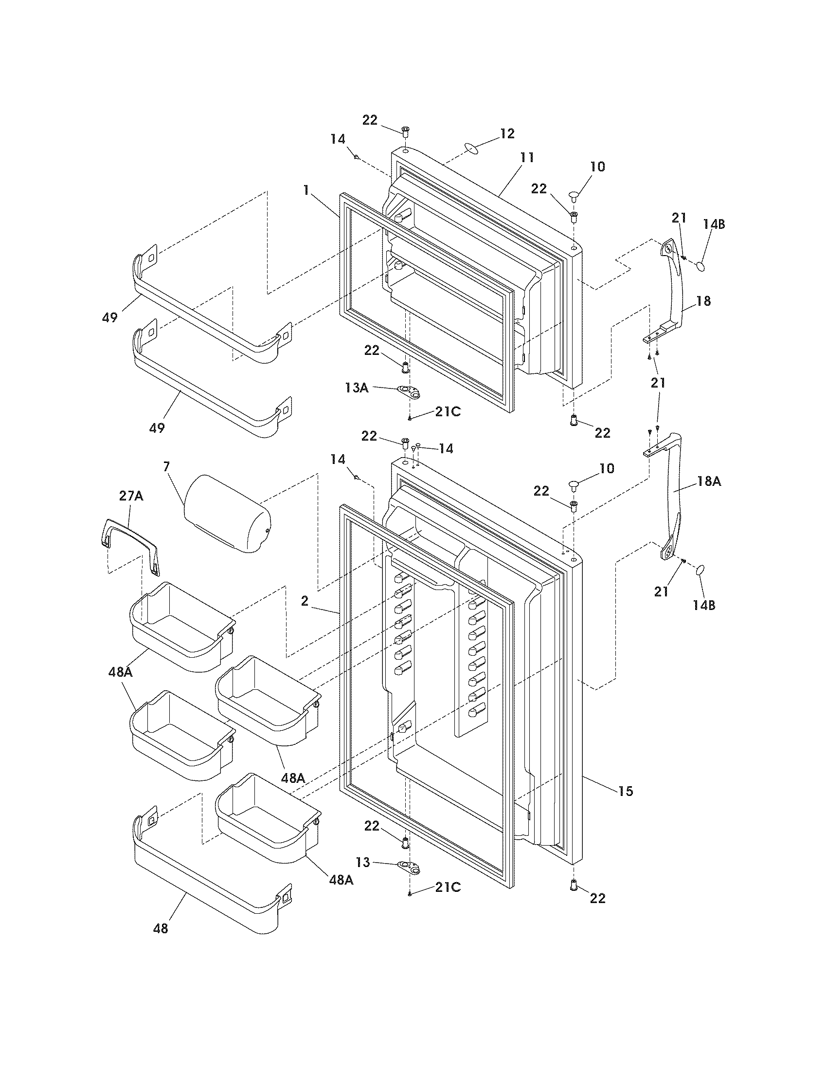 Frigidaire GS18HTZDPB8 door diagram