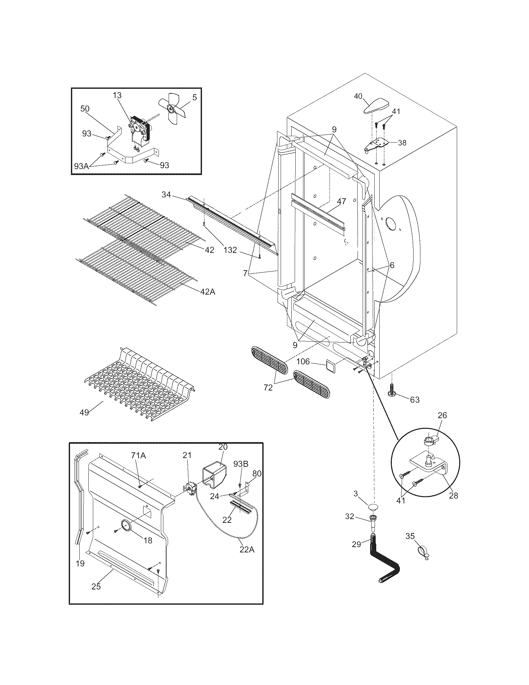 Universal/Multiflex (Frigidaire) CFU17F3AW9 cabinet diagram