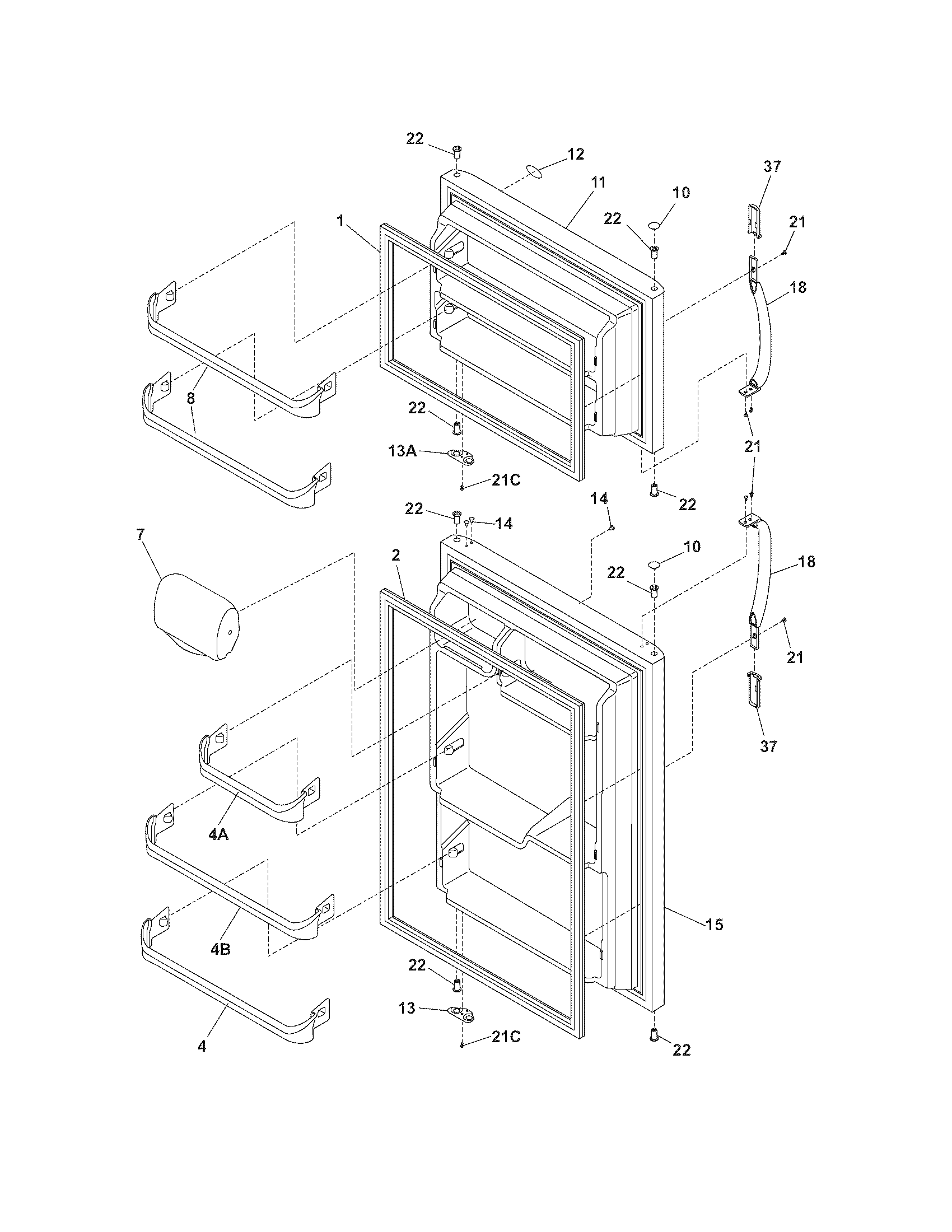 Frigidaire FRT15G4BQ6 door diagram