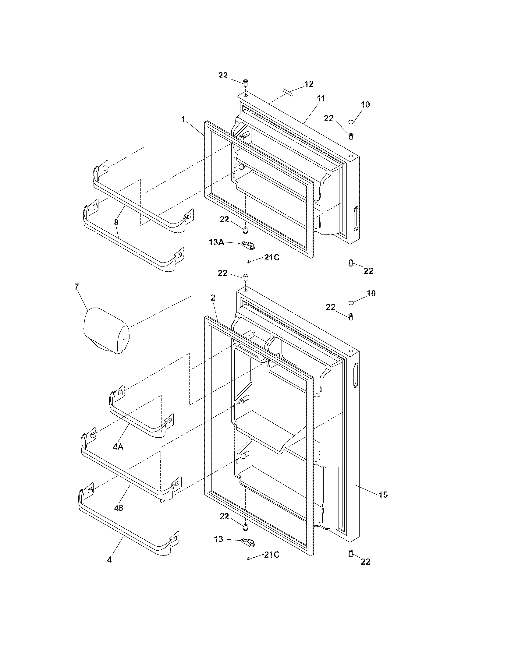 Frigidaire FRT15A2DW3 door diagram