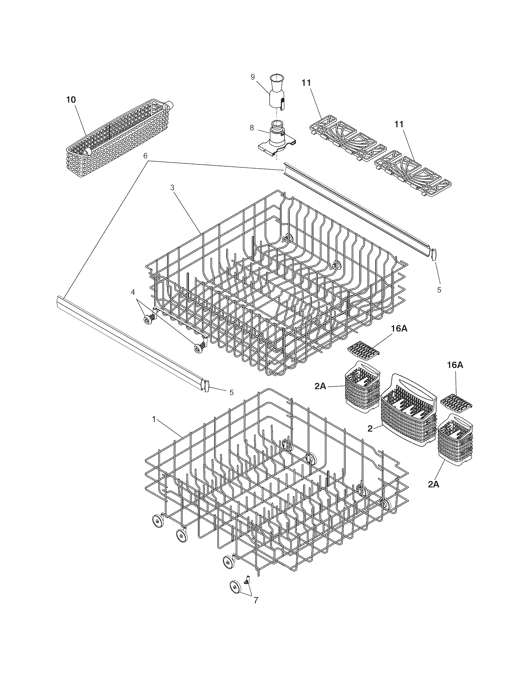 Frigidaire FDBB944CS1 racks diagram