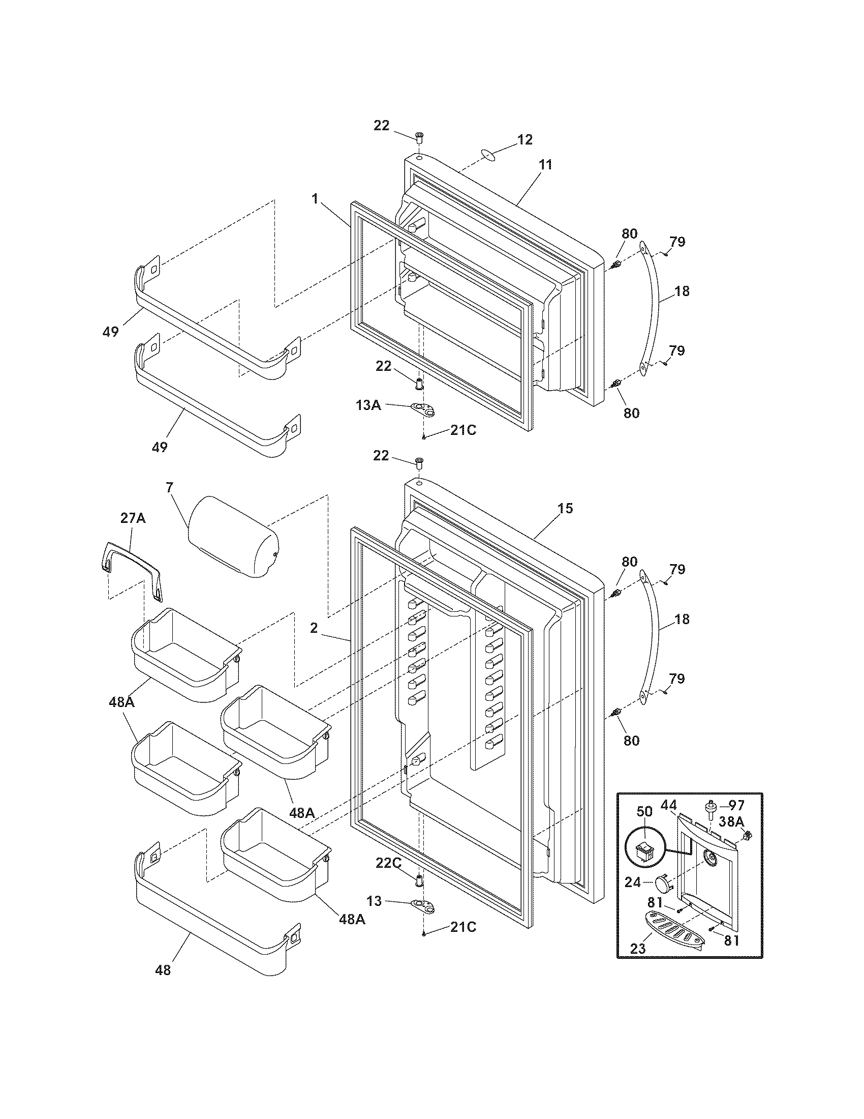Frigidaire PLHT19WEB9 door diagram