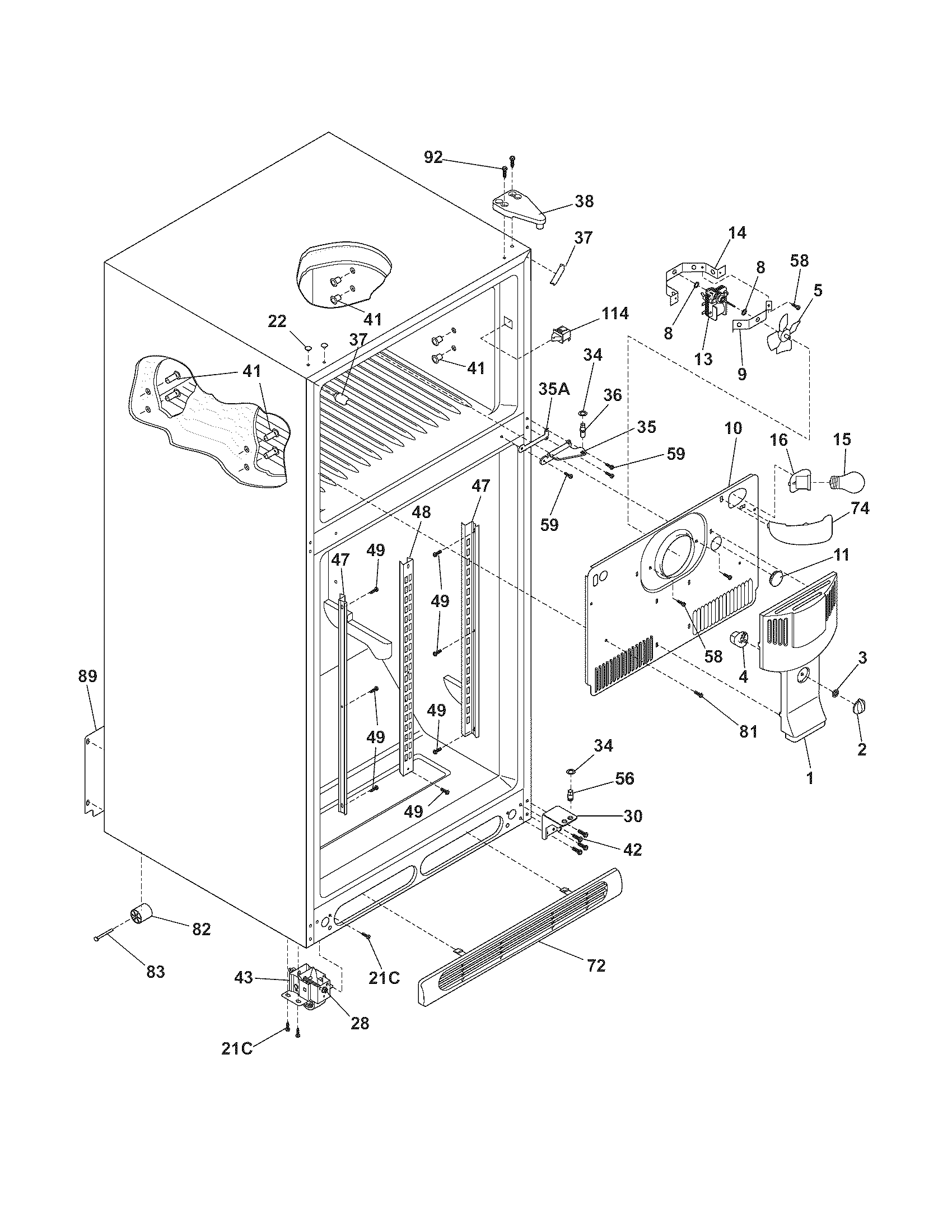 Frigidaire PLHT189SSK8 cabinet diagram