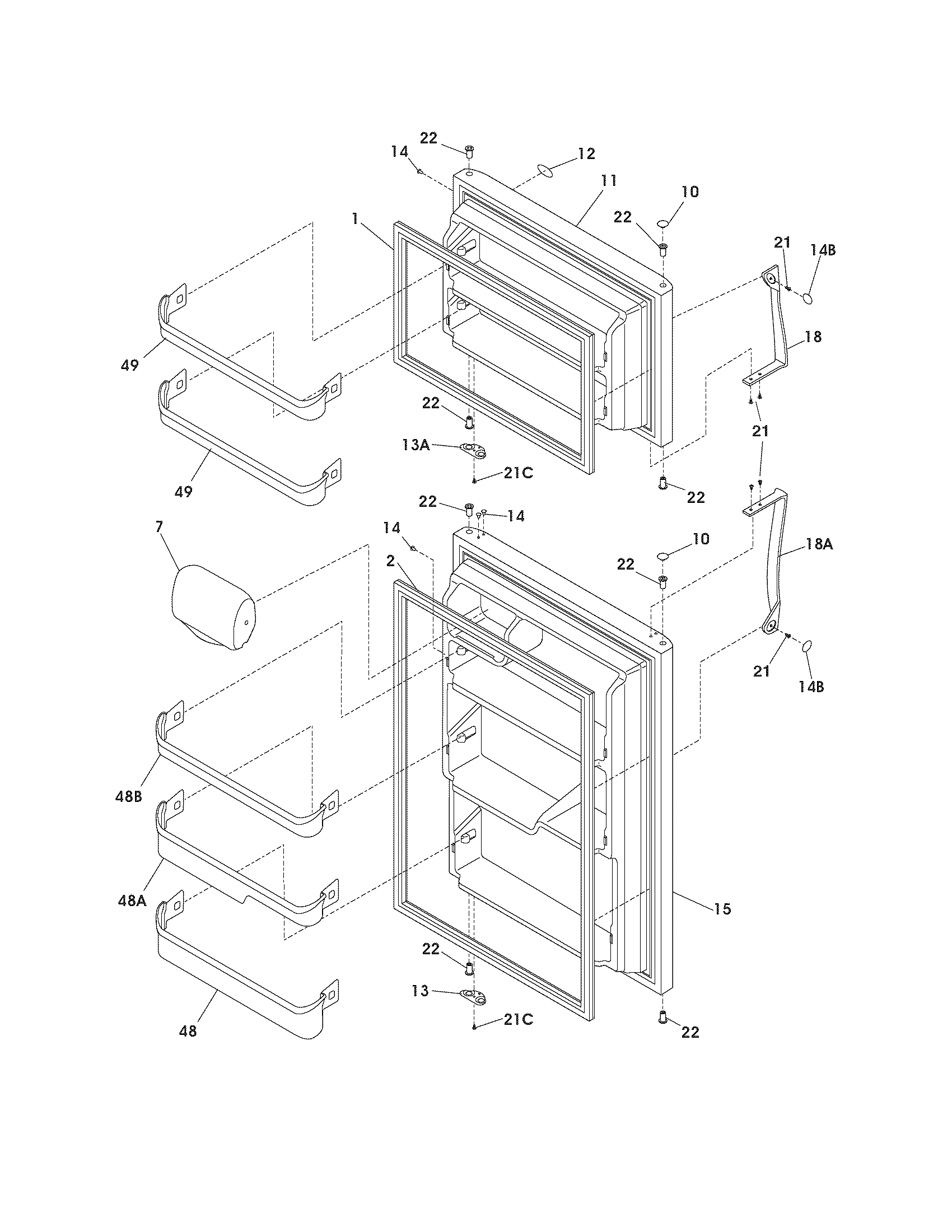 Frigidaire FRT18KR7EQ6 doors diagram