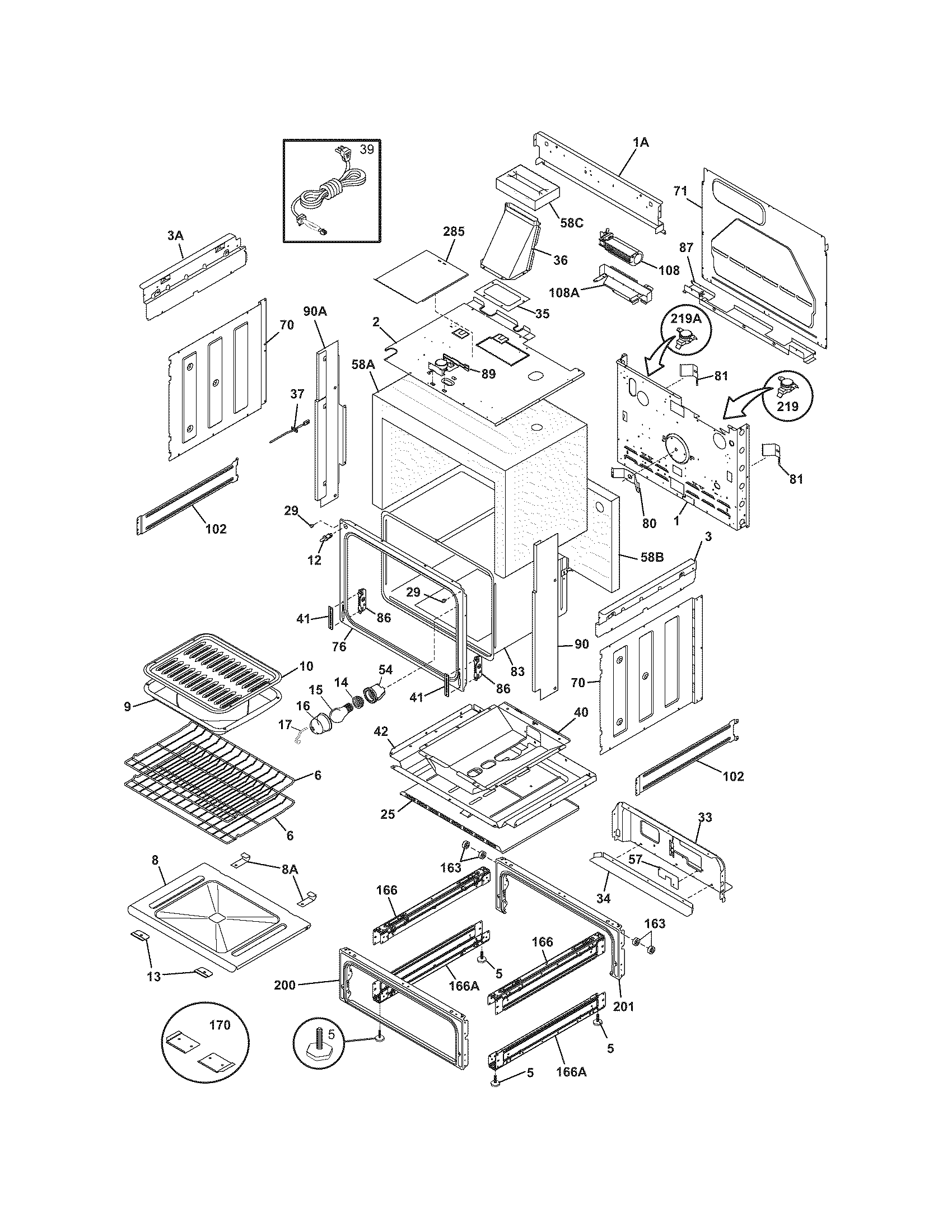 Frigidaire FGS365EBA body diagram