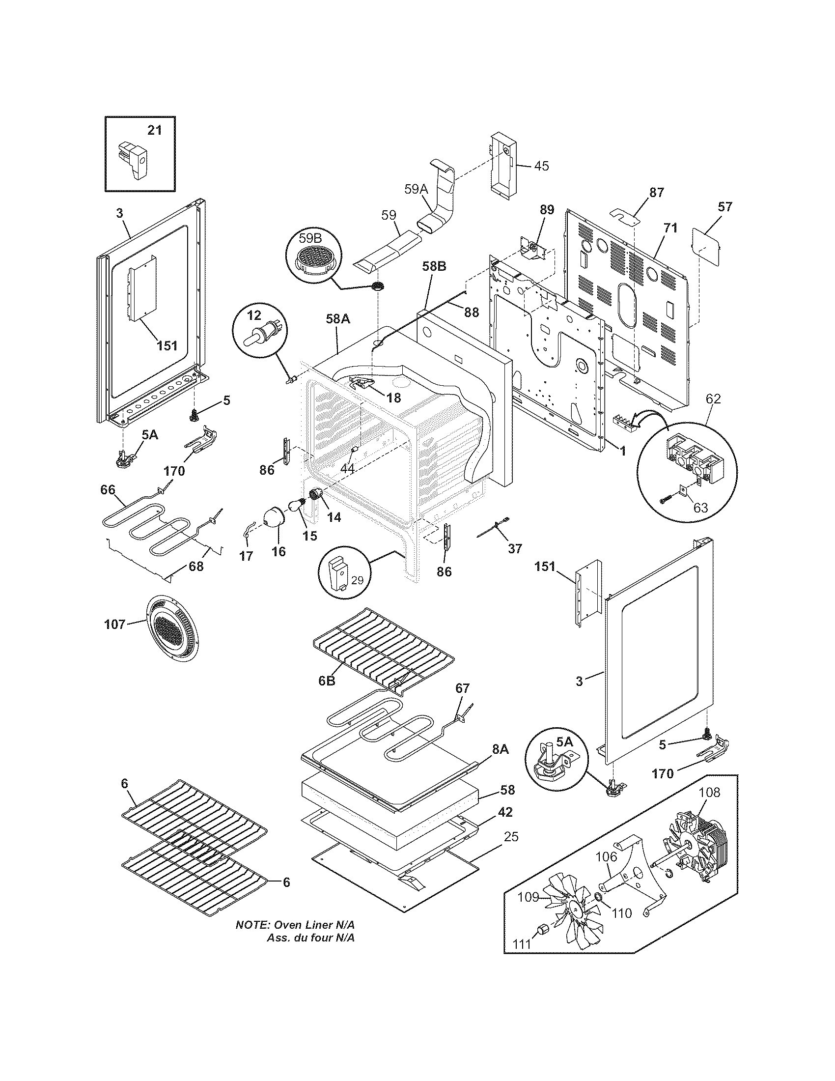 Frigidaire FEFL79DQG body diagram