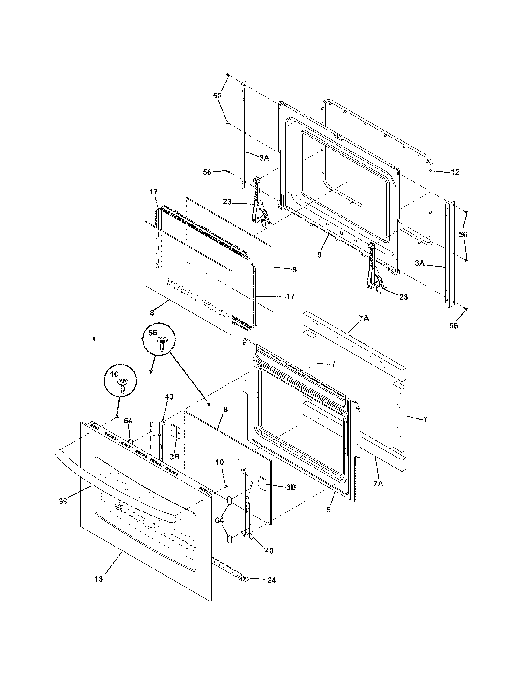 Frigidaire CPGS389EC1 door diagram
