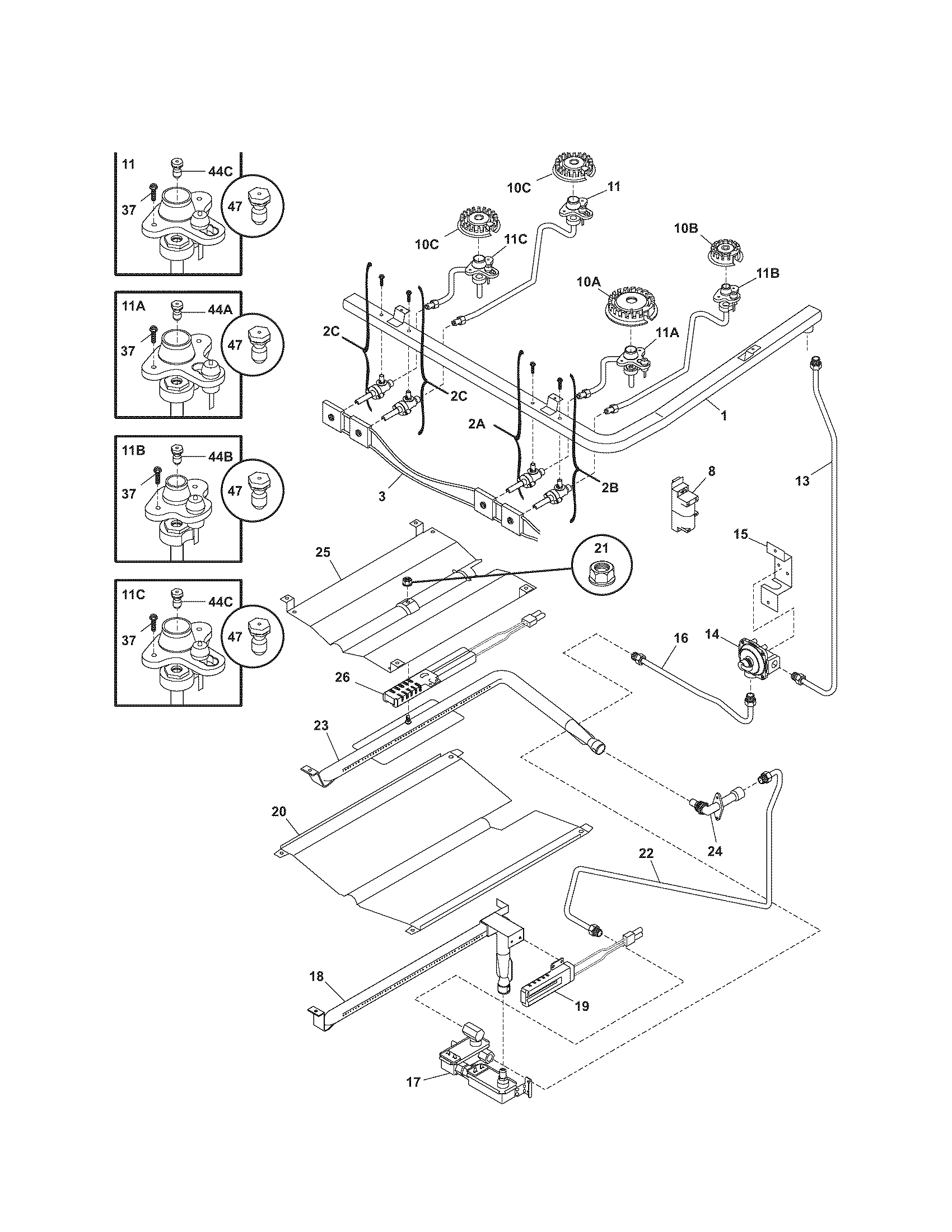 Kenmore 79078618500 burner diagram
