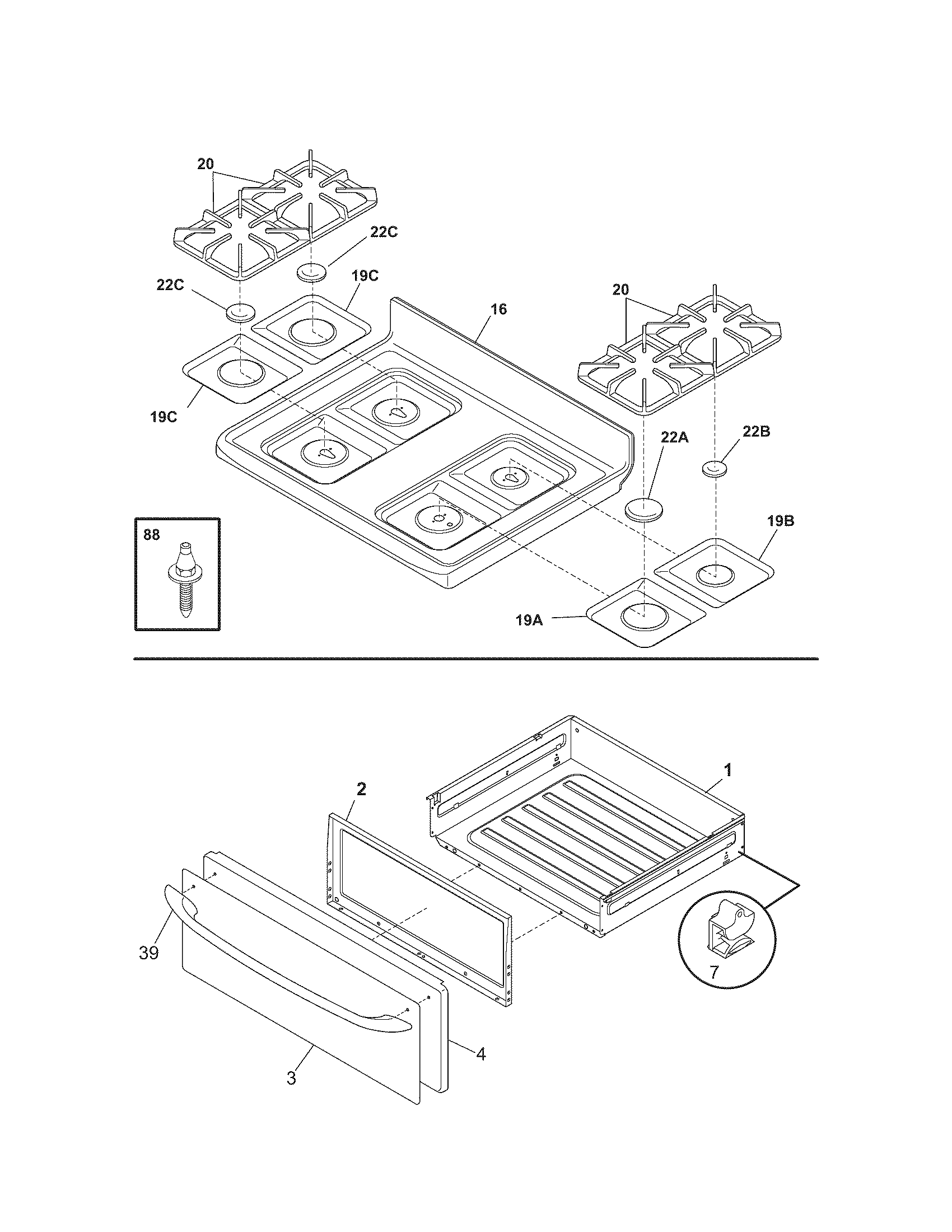 Kenmore 79078618500 top/drawer diagram