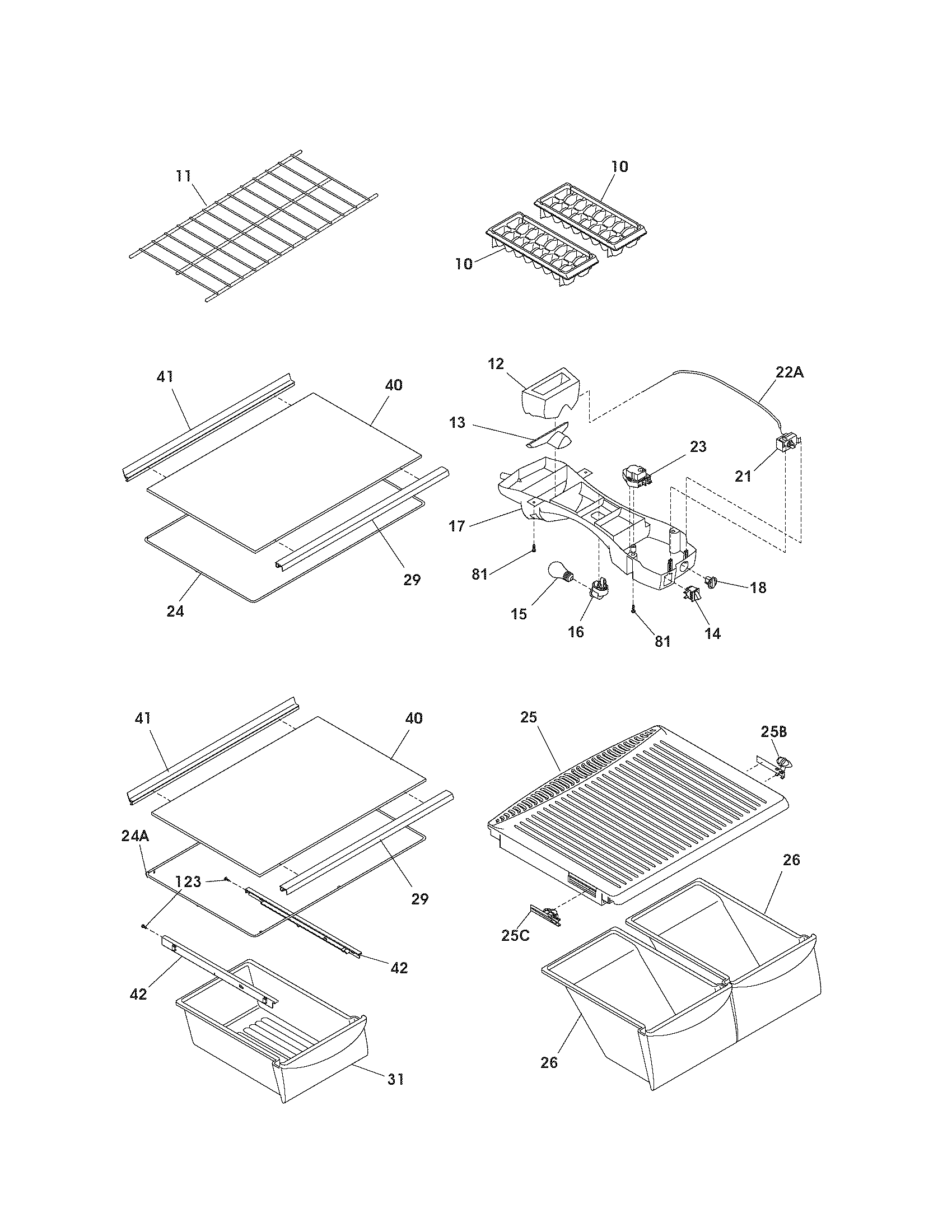 Kenmore 2536052330A shelves diagram