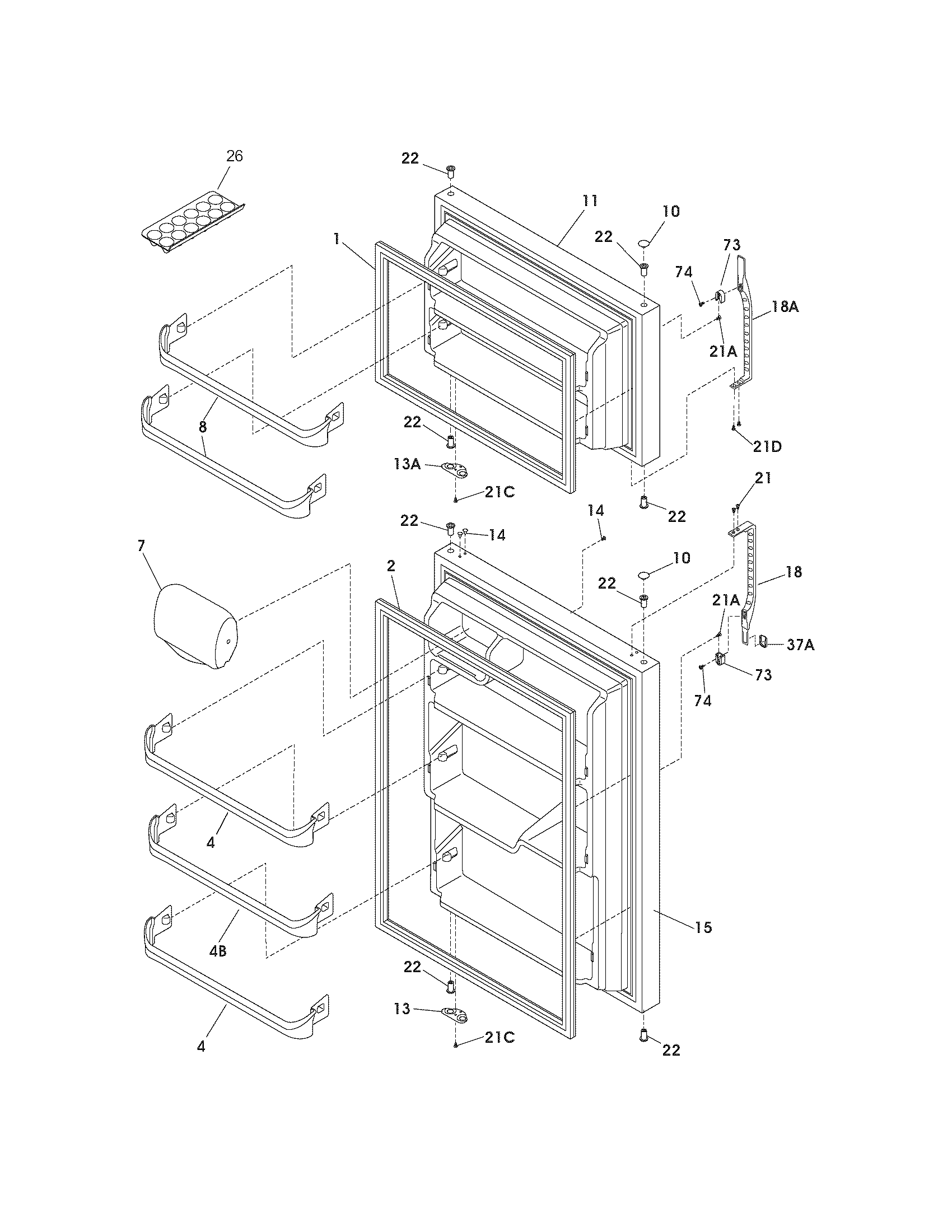 Kenmore 25360752404 door diagram