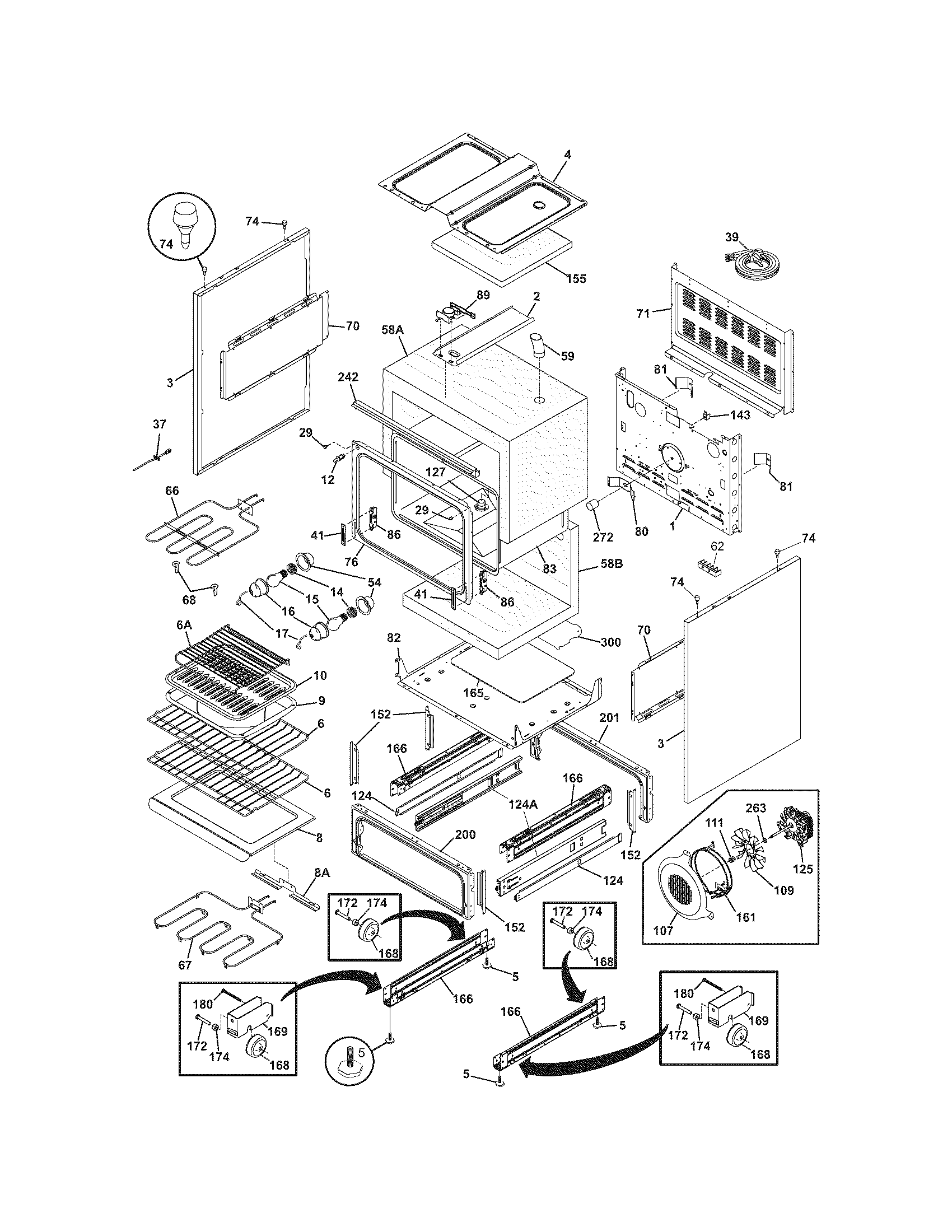 Frigidaire PGLEF365EC1 body diagram