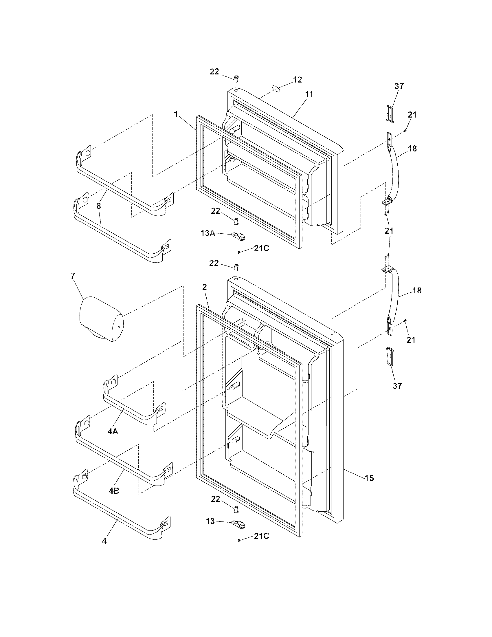White-Westinghouse WRT15MG5CS3 doors diagram