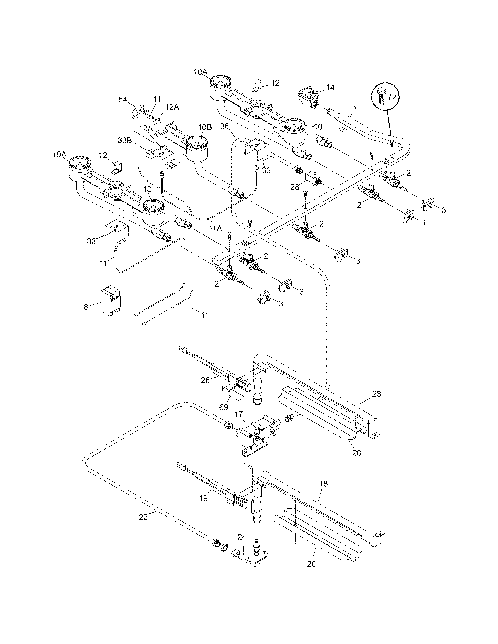 Tappan TGF657BFW8 burner diagram