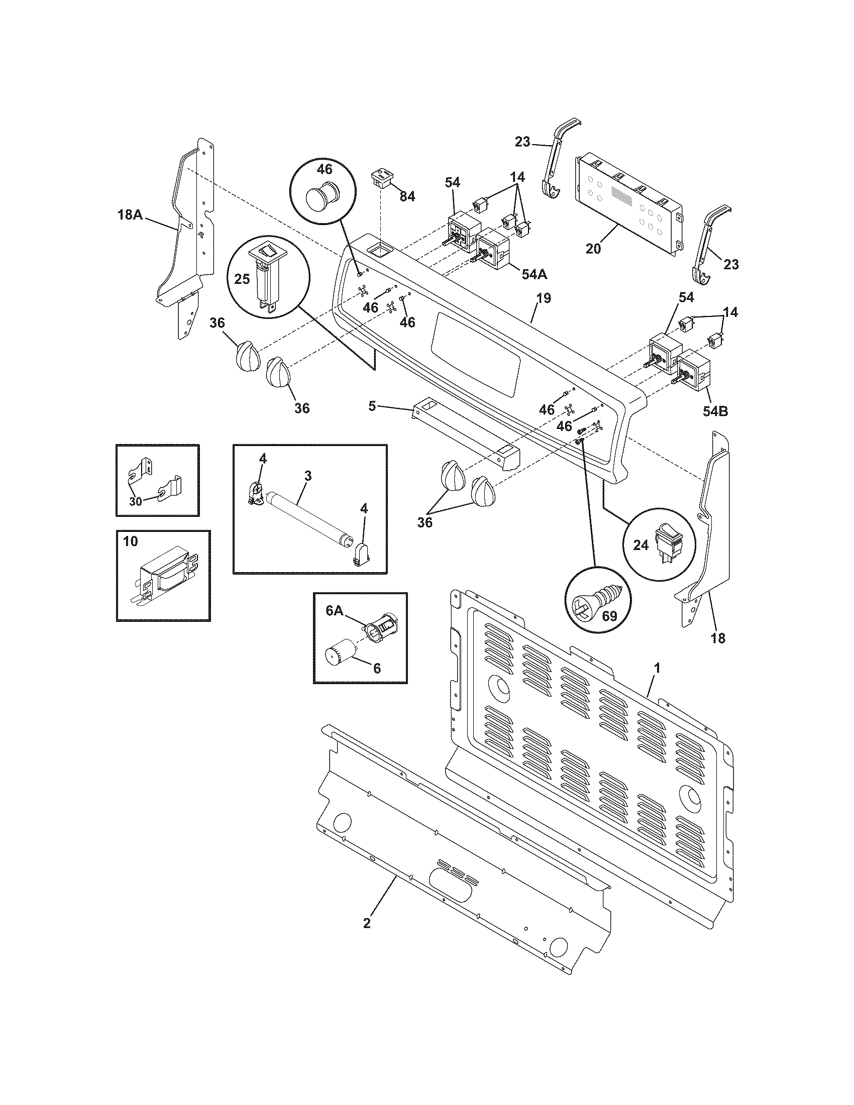 Frigidaire BFEF323ES1 backguard diagram