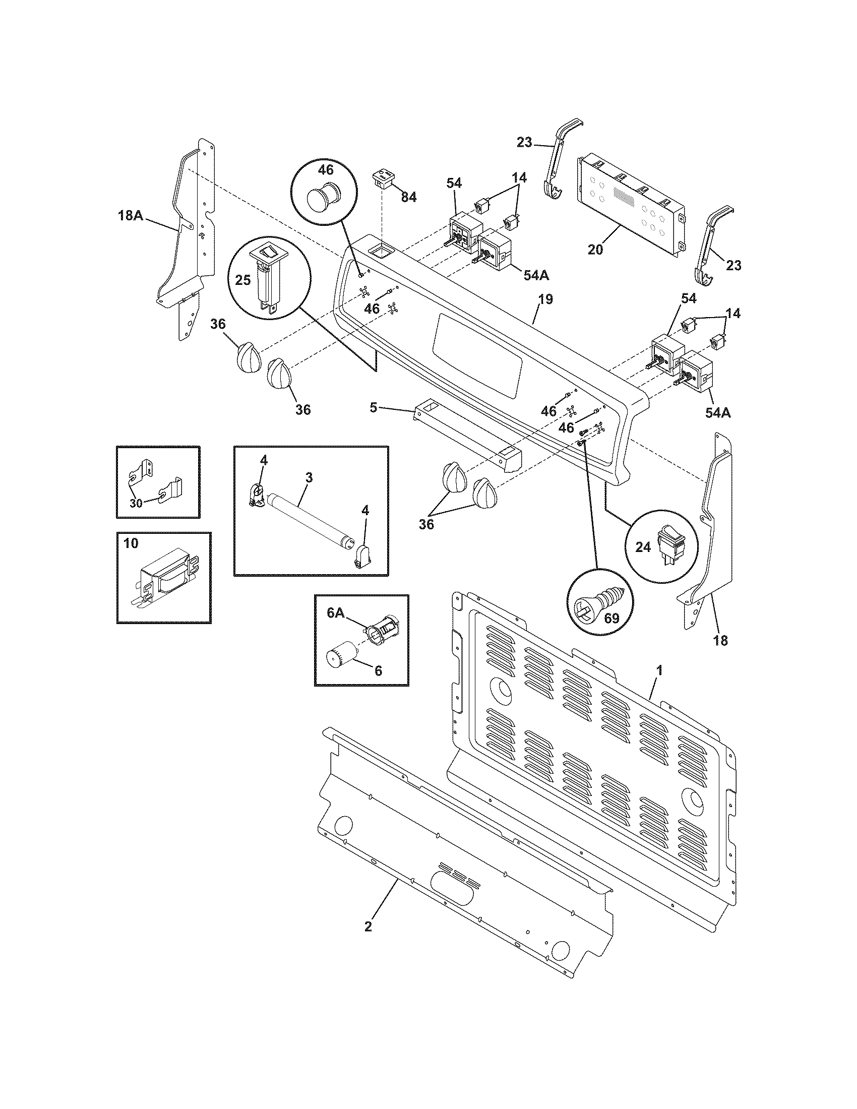 Frigidaire BFEF320ES1 backguard diagram