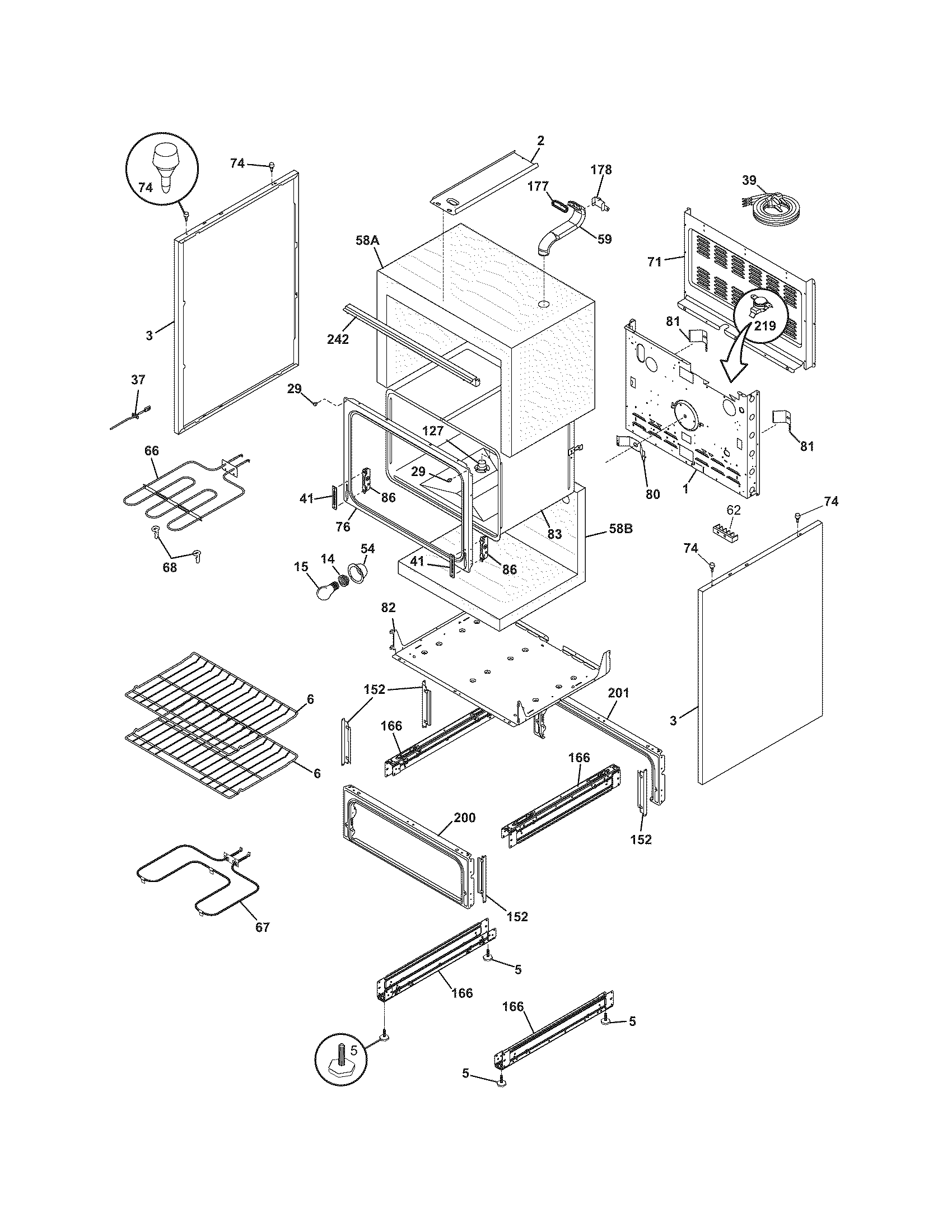 White-Westinghouse CWEF322ES3 body diagram