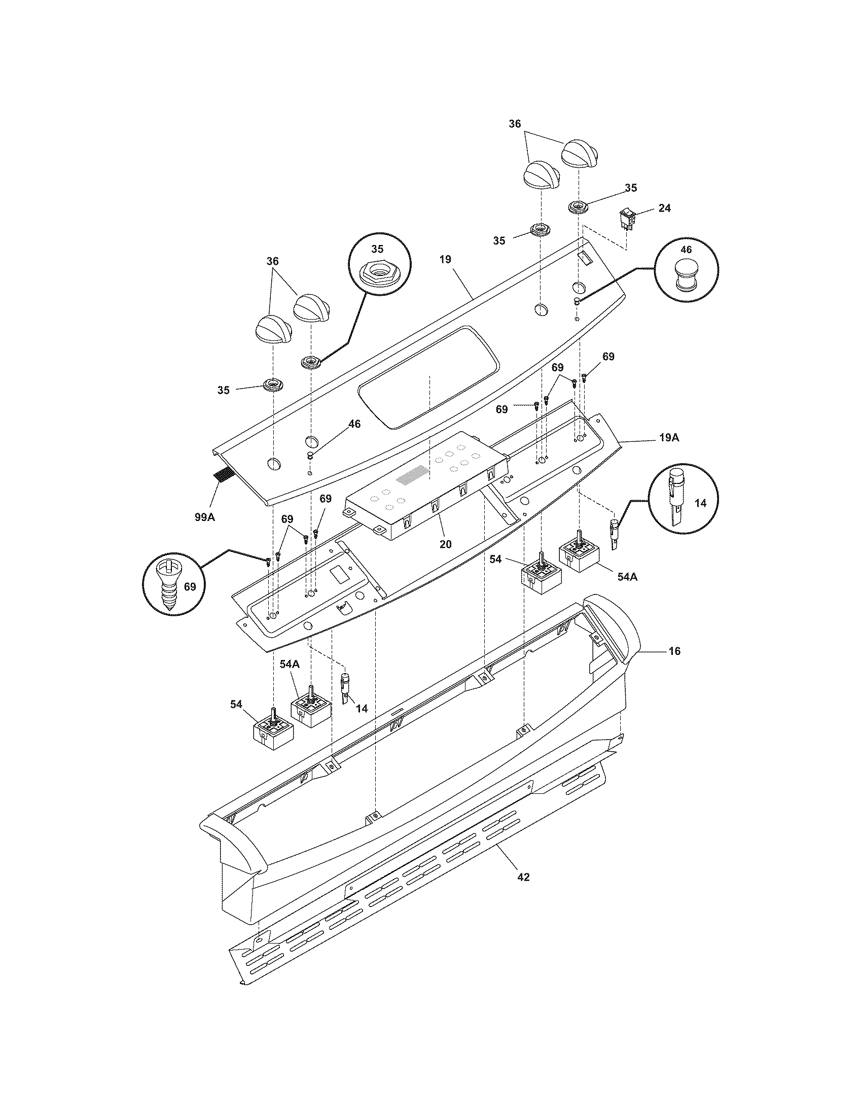 Frigidaire FES355EBB backguard diagram