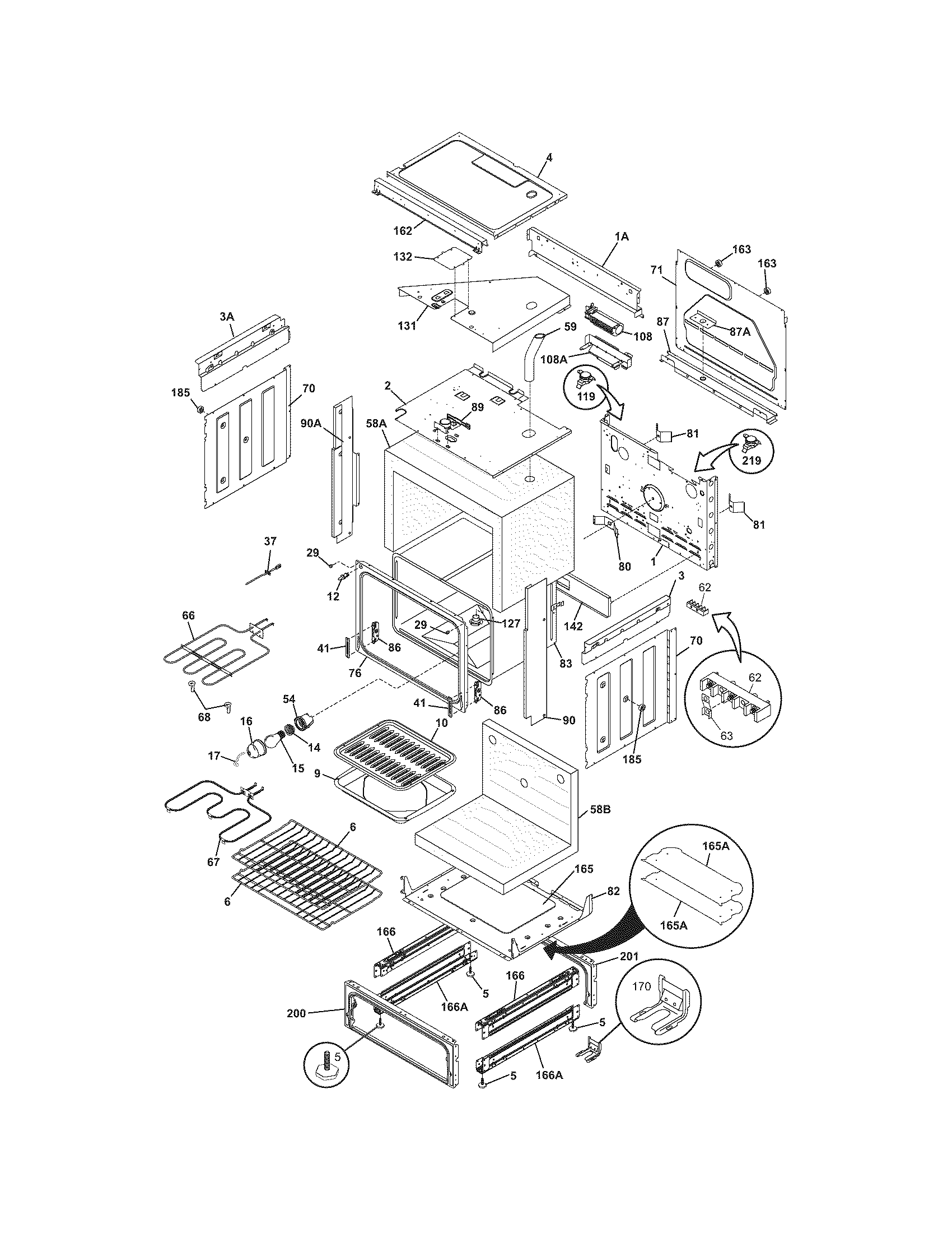 Frigidaire FES355EBB body diagram