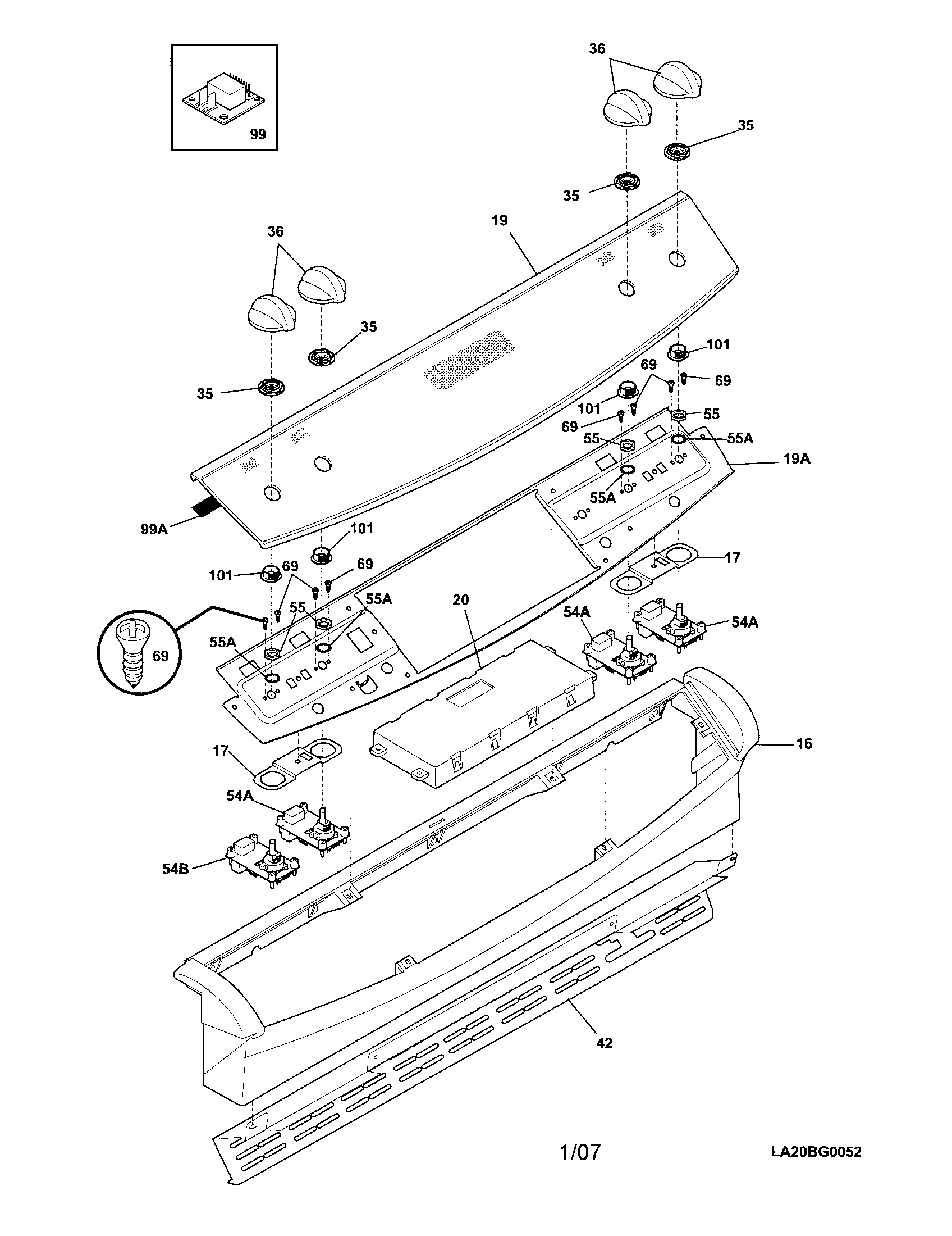 Frigidaire GLES389EQC backguard diagram