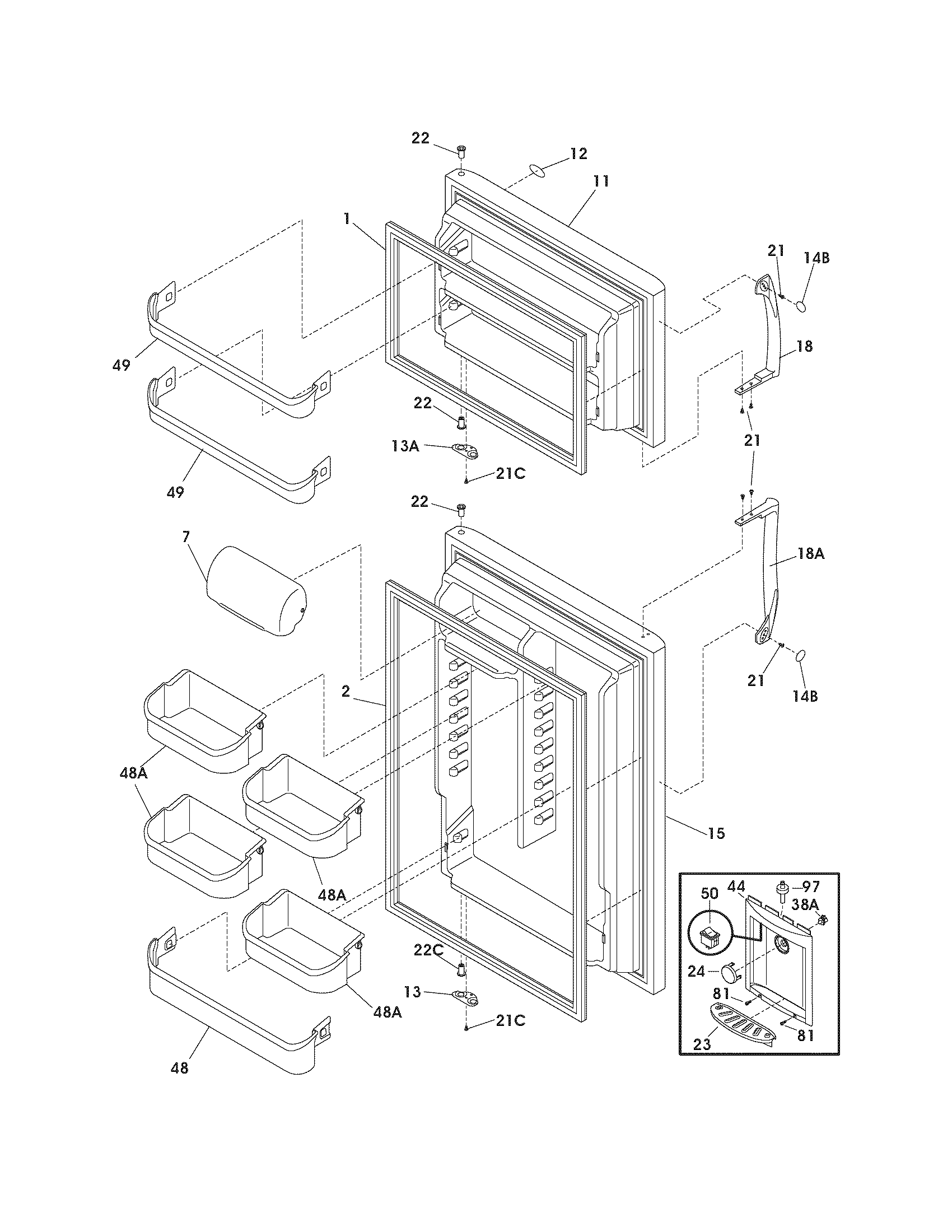 Frigidaire GLRT188WDKB door diagram