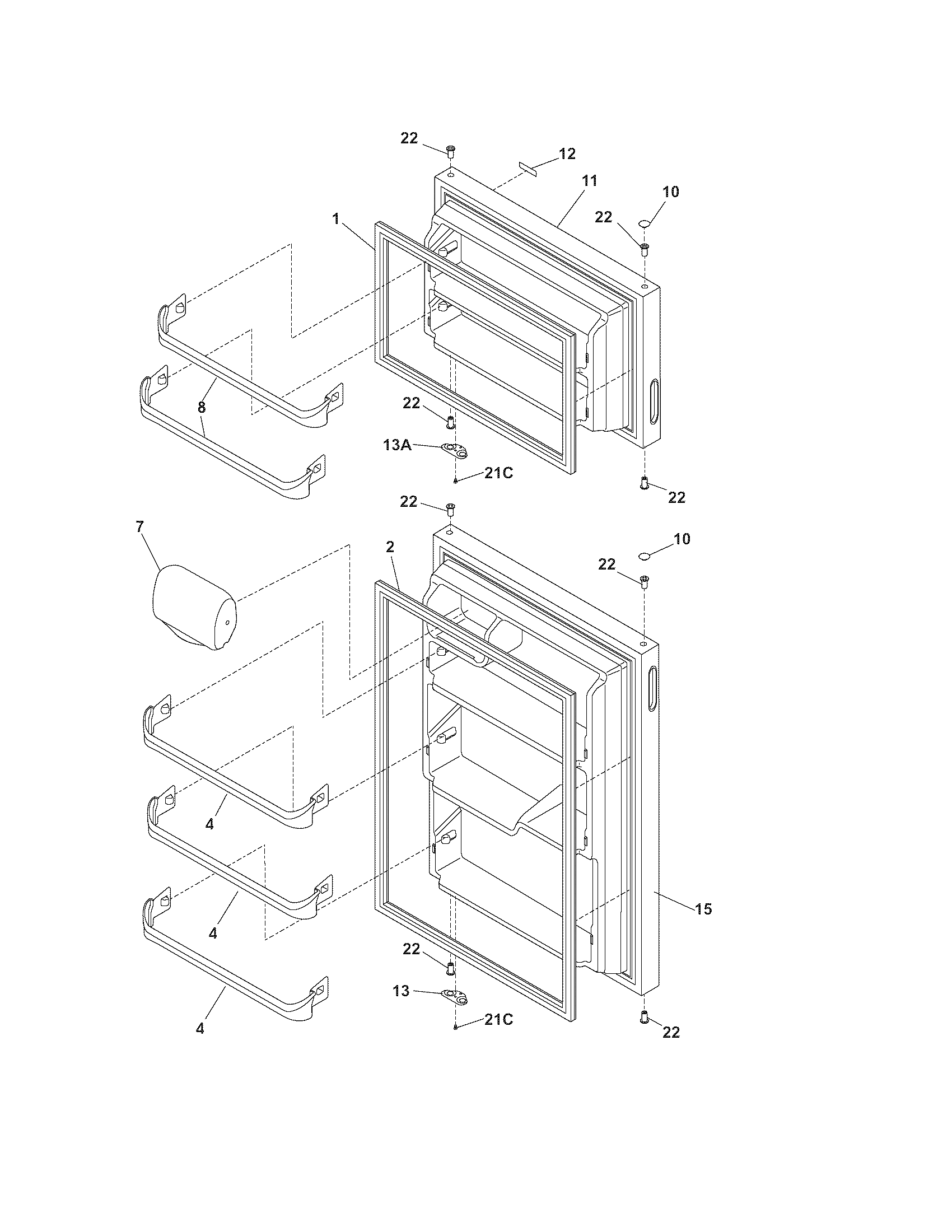 White-Westinghouse WRT7A2EW4 doors diagram