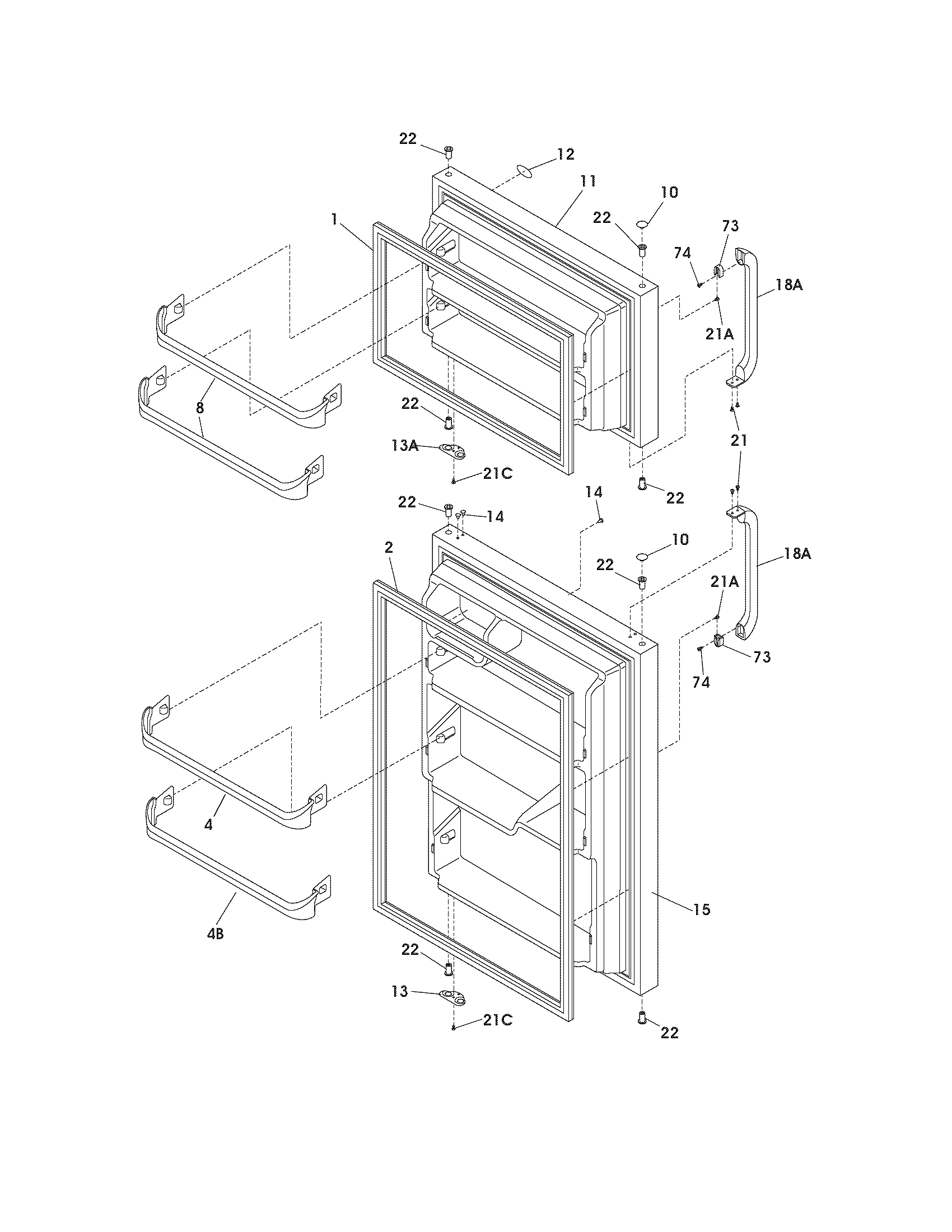 White-Westinghouse WRT5B1EW4 doors diagram