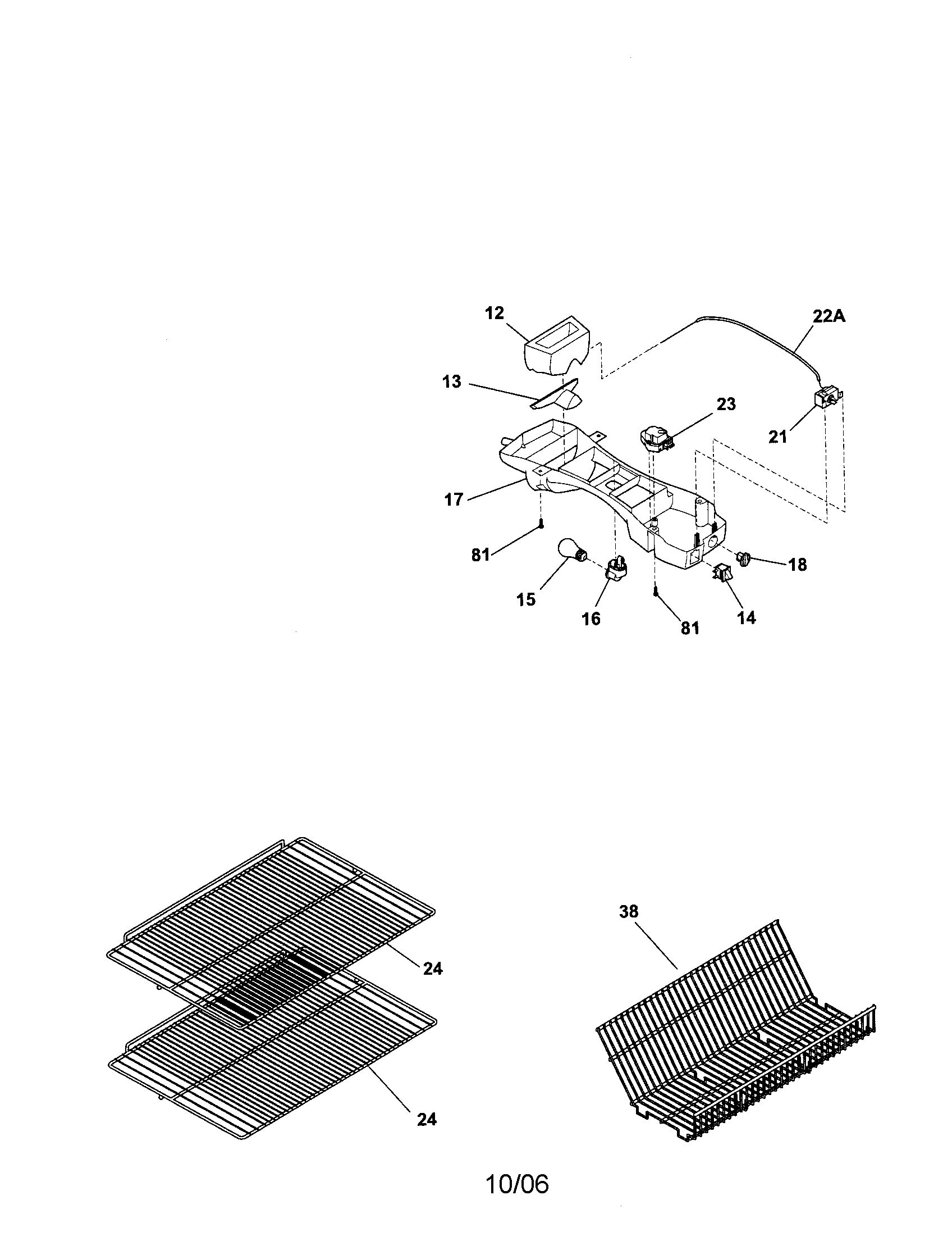 White-Westinghouse WRT5B1EW4 shelves diagram