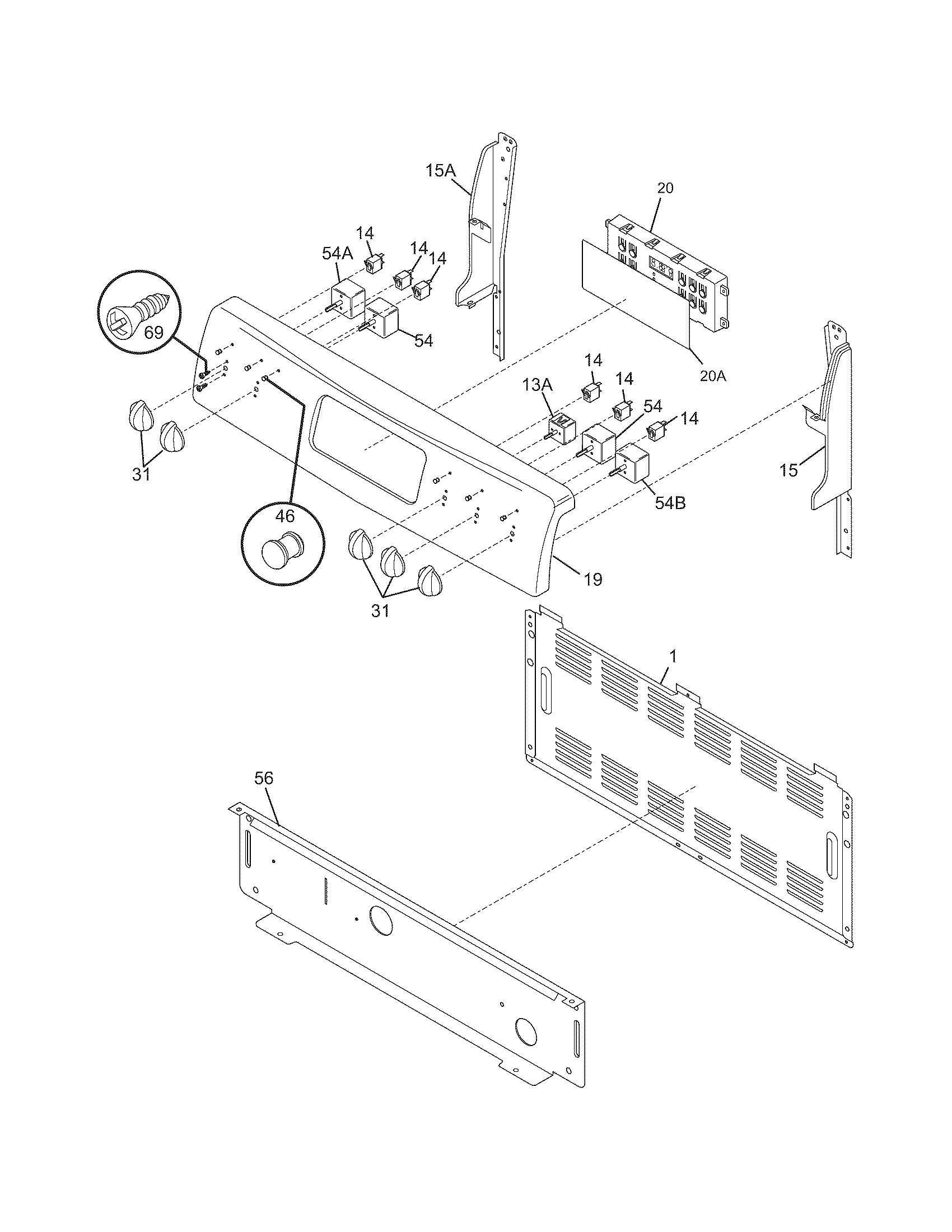 Frigidaire FEFB78DQH backguard diagram