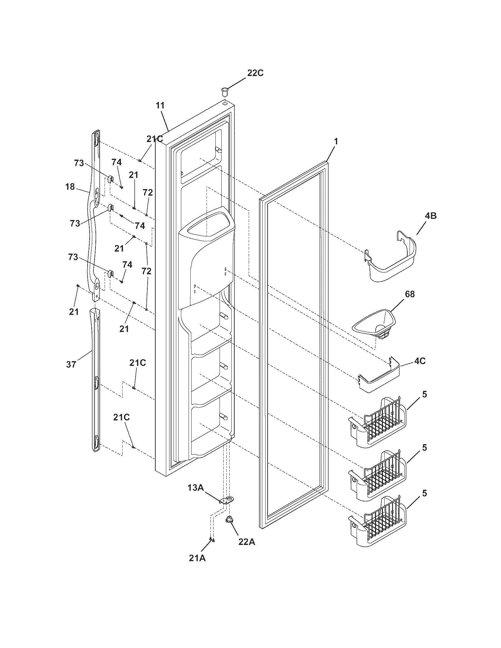 Frigidaire GLHS69EEPW7 freezer door diagram