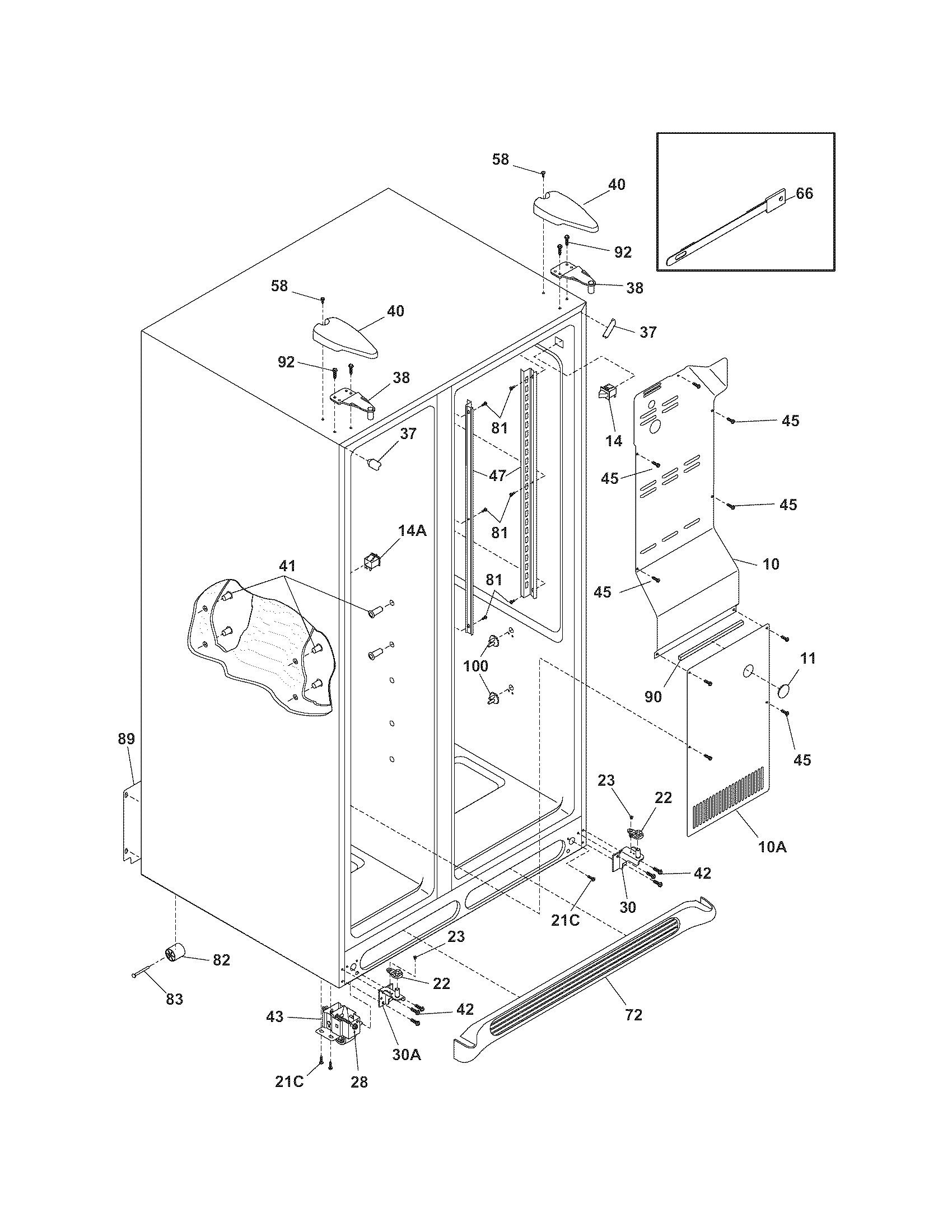 Frigidaire GLHS69EEPW7 cabinet diagram
