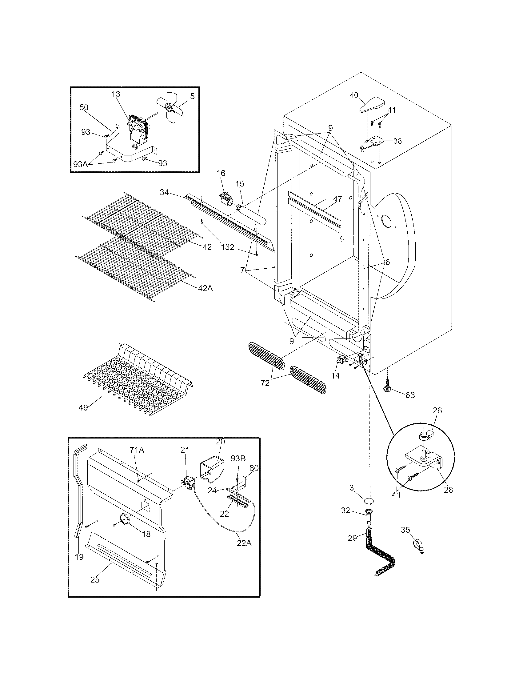 Frigidaire FFU14FK1DW3 cabinet diagram