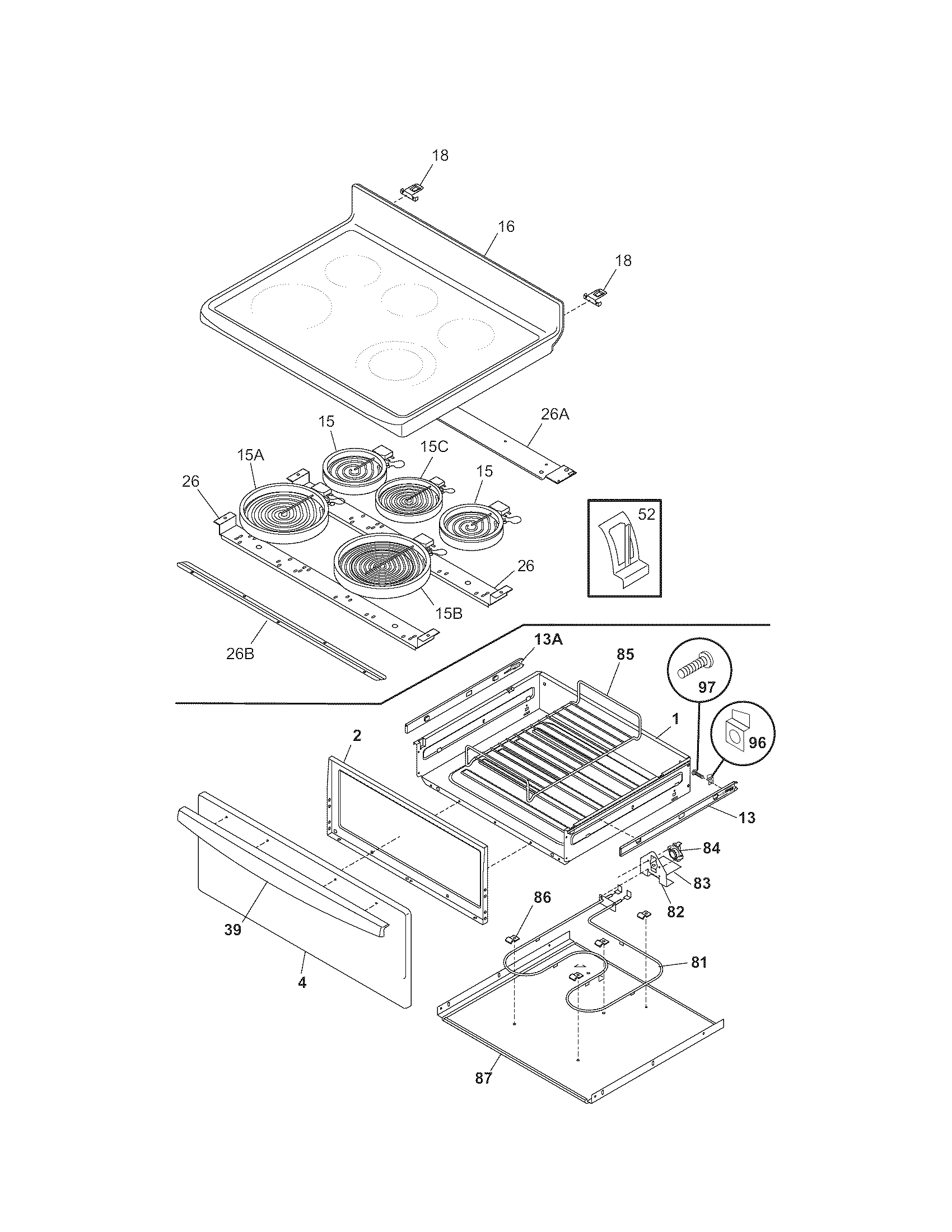 Kenmore 79096424408 top/drawer diagram
